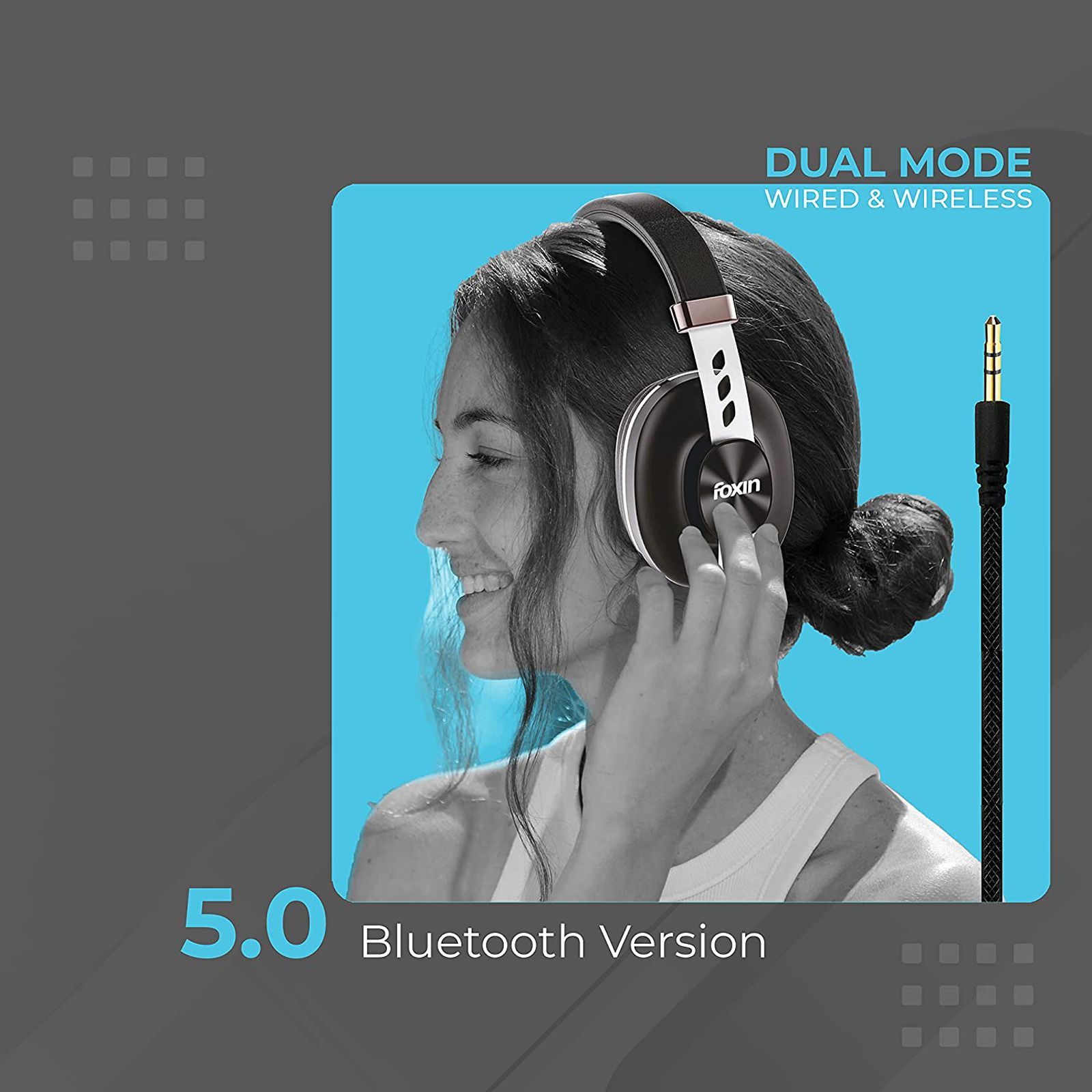 Foxin Supreme 325 FOXHED0138 Bluetooth Headphone with Mic (Google Assistant Enabled, Over Ear, Black and Brown) Foxin Supreme 325 FOXHED0138 Bluetooth Headphone with Mic (Google Assistant Enabled, Over Ear, Black and Brown)_3