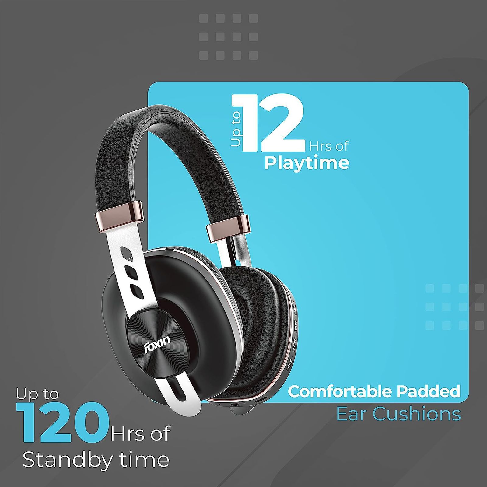 Foxin Supreme 325 FOXHED0138 Bluetooth Headphone with Mic (Google Assistant Enabled, Over Ear, Black and Brown) Foxin Supreme 325 FOXHED0138 Bluetooth Headphone with Mic (Google Assistant Enabled, Over Ear, Black and Brown)_4