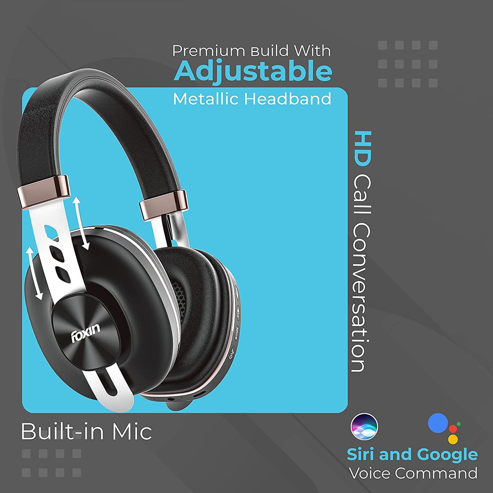 Foxin Supreme 325 FOXHED0138 Bluetooth Headphone with Mic (Google Assistant Enabled, Over Ear, Black and Brown) Foxin Supreme 325 FOXHED0138 Bluetooth Headphone with Mic (Google Assistant Enabled, Over Ear, Black and Brown)_6