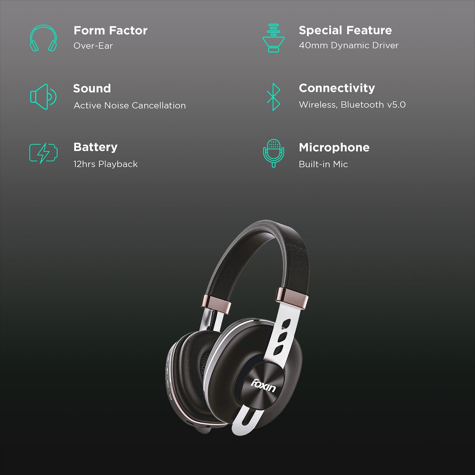 Foxin Supreme 325 FOXHED0138 Bluetooth Headphone with Mic (Google Assistant Enabled, Over Ear, Black and Brown) Foxin Supreme 325 FOXHED0138 Bluetooth Headphone with Mic (Google Assistant Enabled, Over Ear, Black and Brown)_2