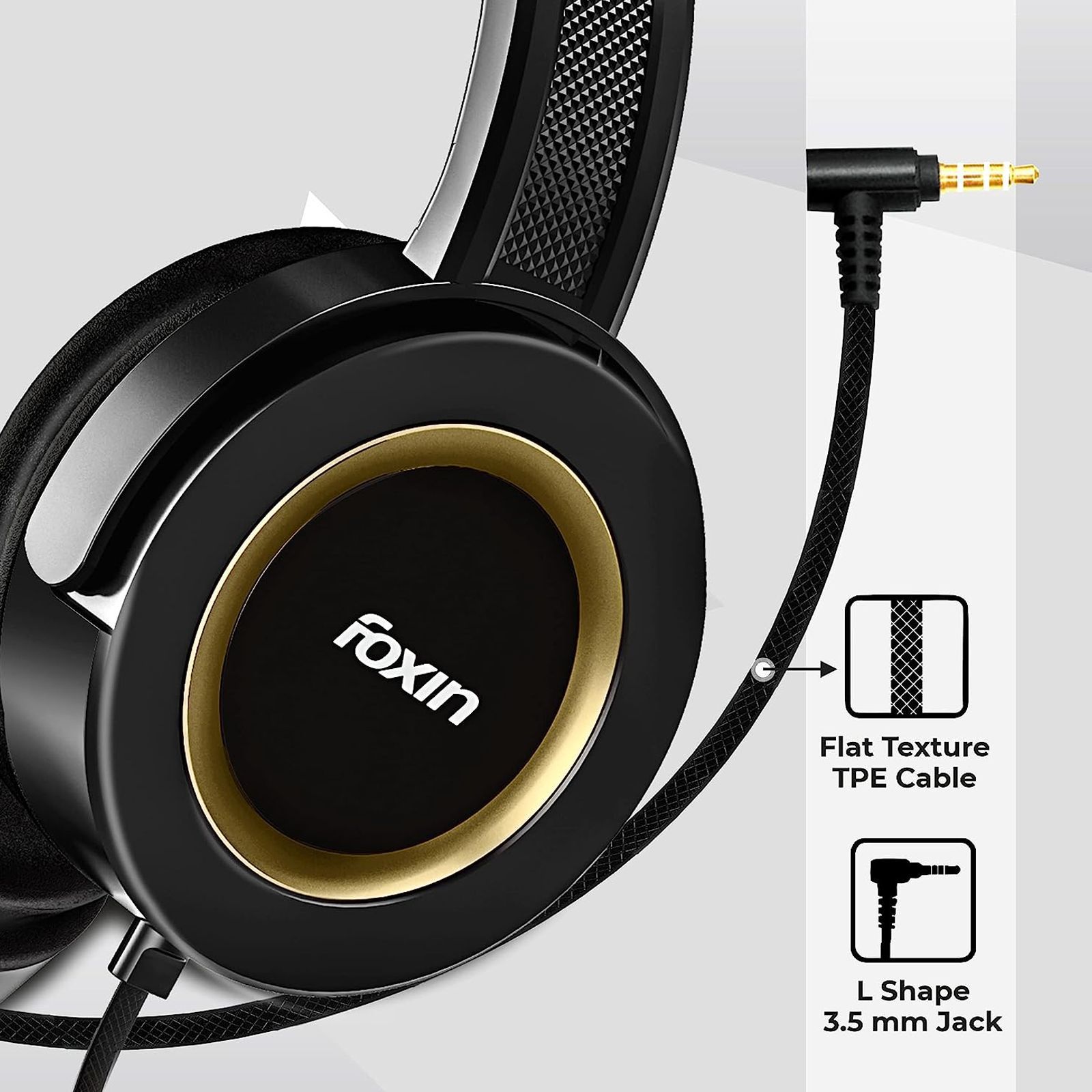 Foxin Roar 308 FOXHED0122 Wired Headphone with Mic (Over Ear, Piano Black) Foxin Roar 308 FOXHED0122 Wired Headphone with Mic (Over Ear, Piano Black)_5