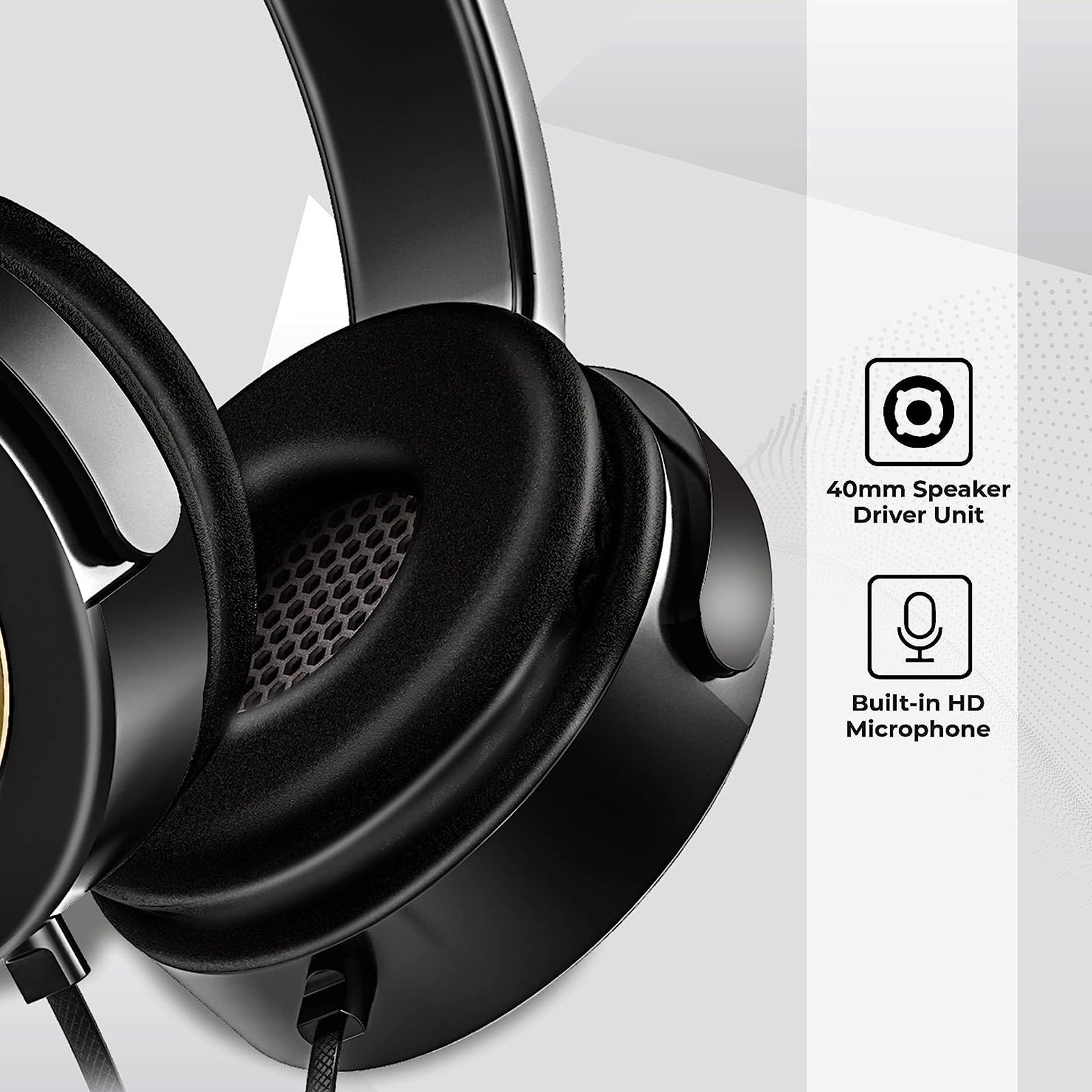 Foxin Roar 308 FOXHED0122 Wired Headphone with Mic (Over Ear, Piano Black) Foxin Roar 308 FOXHED0122 Wired Headphone with Mic (Over Ear, Piano Black)_6