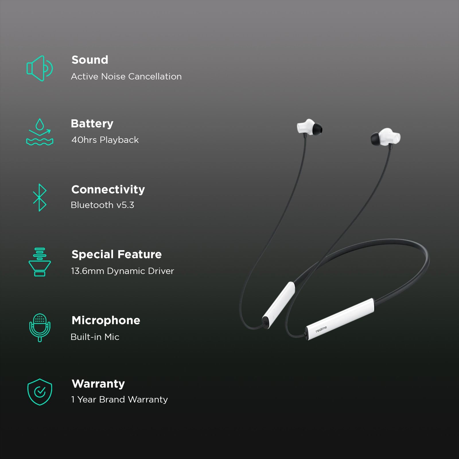 realme Buds Wireless 3 RMA 2119 Neckband with Active Noise Cancellation (IP55 Water & Dust Resistant, Google Fast Pairing, Vitality White)_2