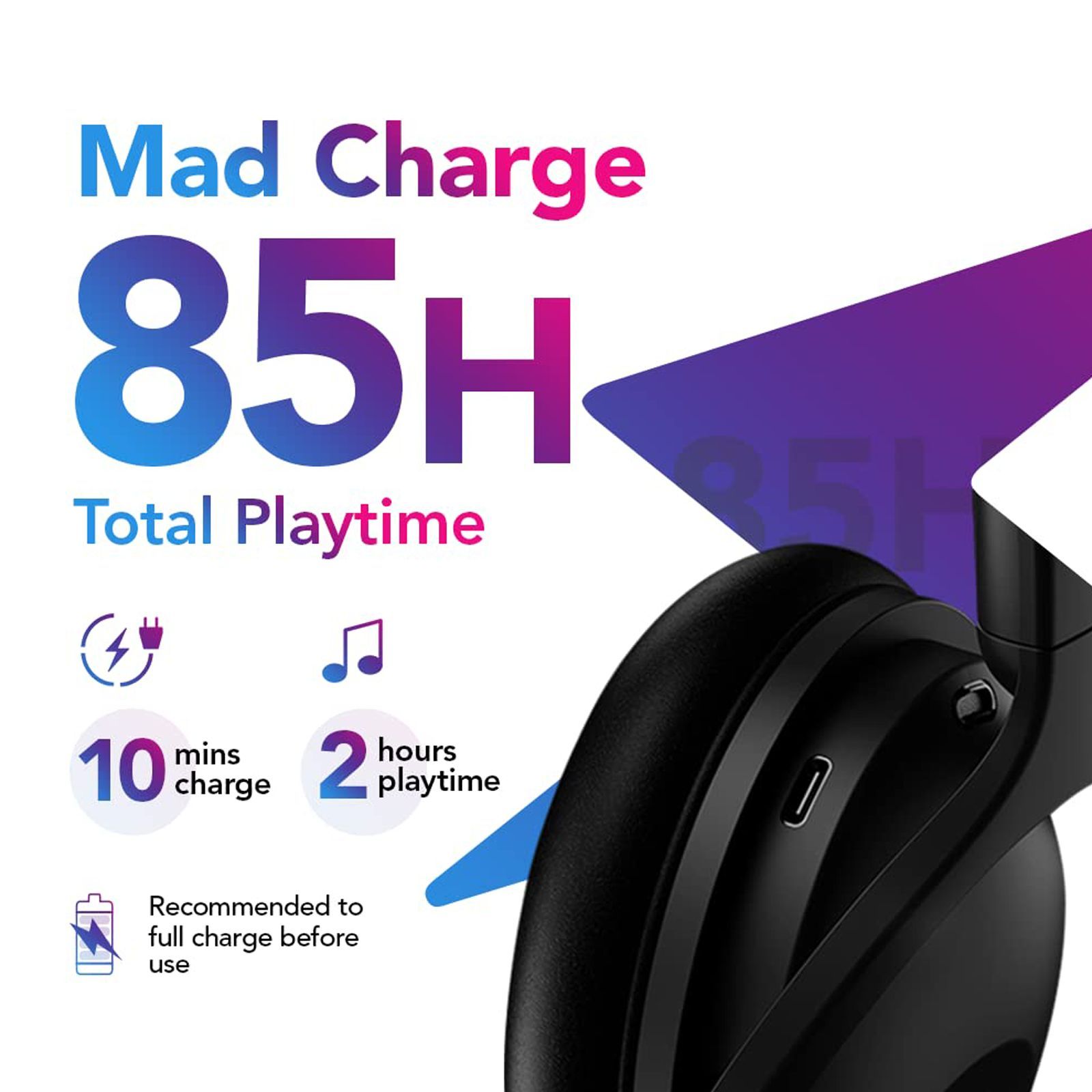MadRabbit 8059 Bluetooth Headphone with Mic (Fast Charging, Over Ear, Black) MadRabbit 8059 Bluetooth Headphone with Mic (Fast Charging, Over Ear, Black)_3