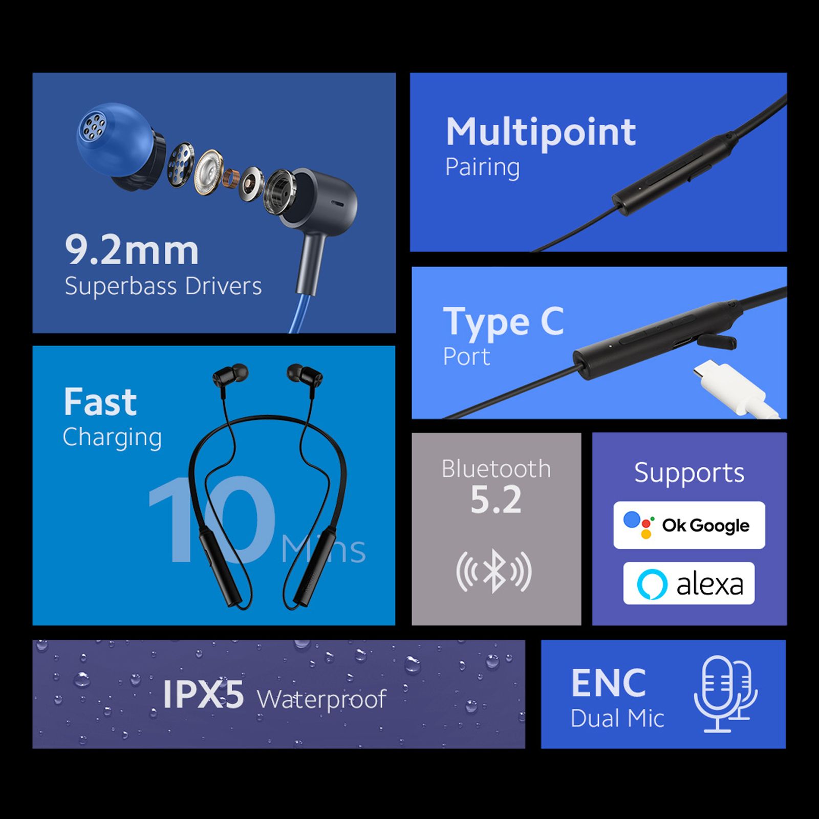 Redmi Sonic Bass 2 INLYEJ03LS Neckband with Environmental Noise Cancellation (IPX5 Water Resistant, Quick Charge, Black) Redmi Sonic Bass 2 INLYEJ03LS Neckband with Environmental Noise Cancellation (IPX5 Water Resistant, Quick Charge, Black)_5