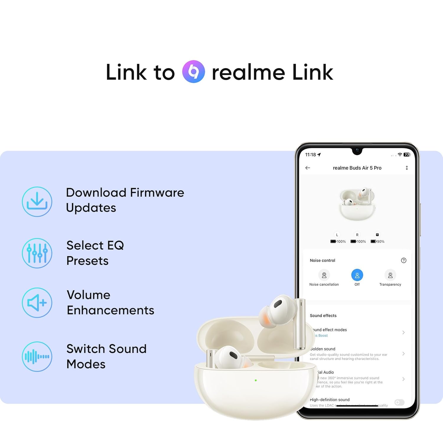 realme Buds Air 5 Pro RMA2120 TWS with Active Noise Cancellation (IPX5 Water Resistance, LDAC HD Audio Codec, Astral Black)_20