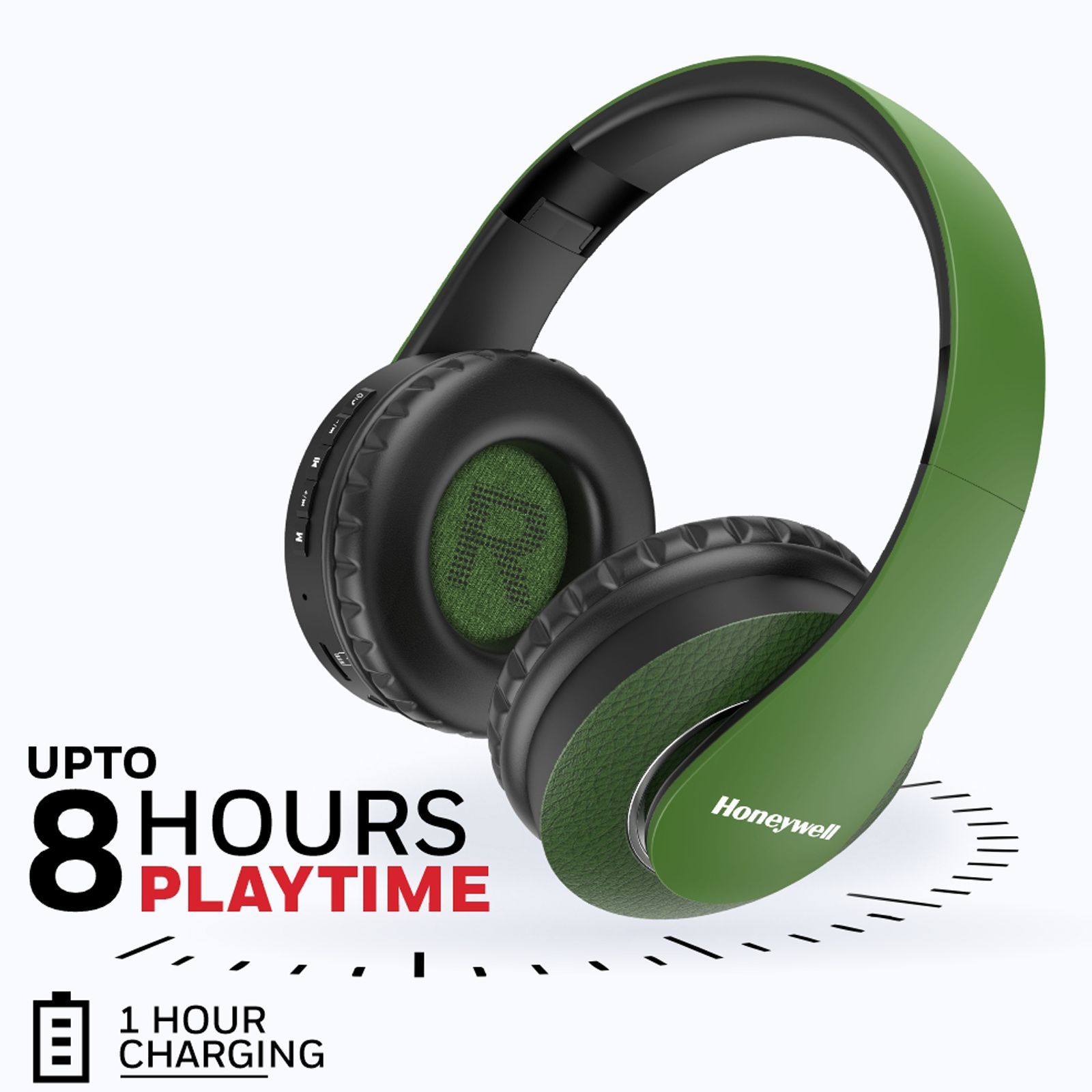 Honeywell Suono P20 Bluetooth Headphone with Mic (Google Assistant Enabled, Over Ear, Olive Green)_3