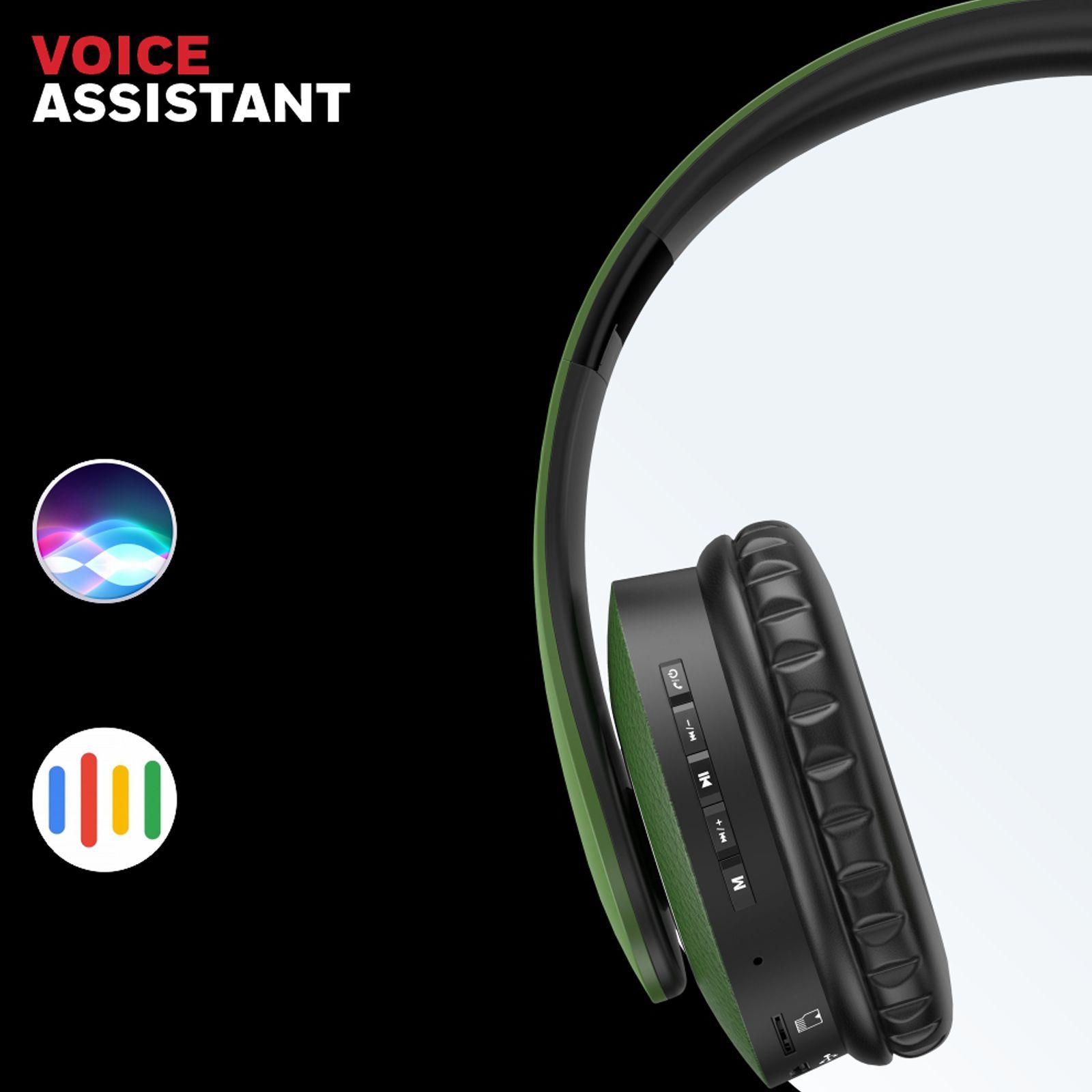 Honeywell Suono P20 Bluetooth Headphone with Mic (Google Assistant Enabled, Over Ear, Olive Green)_4