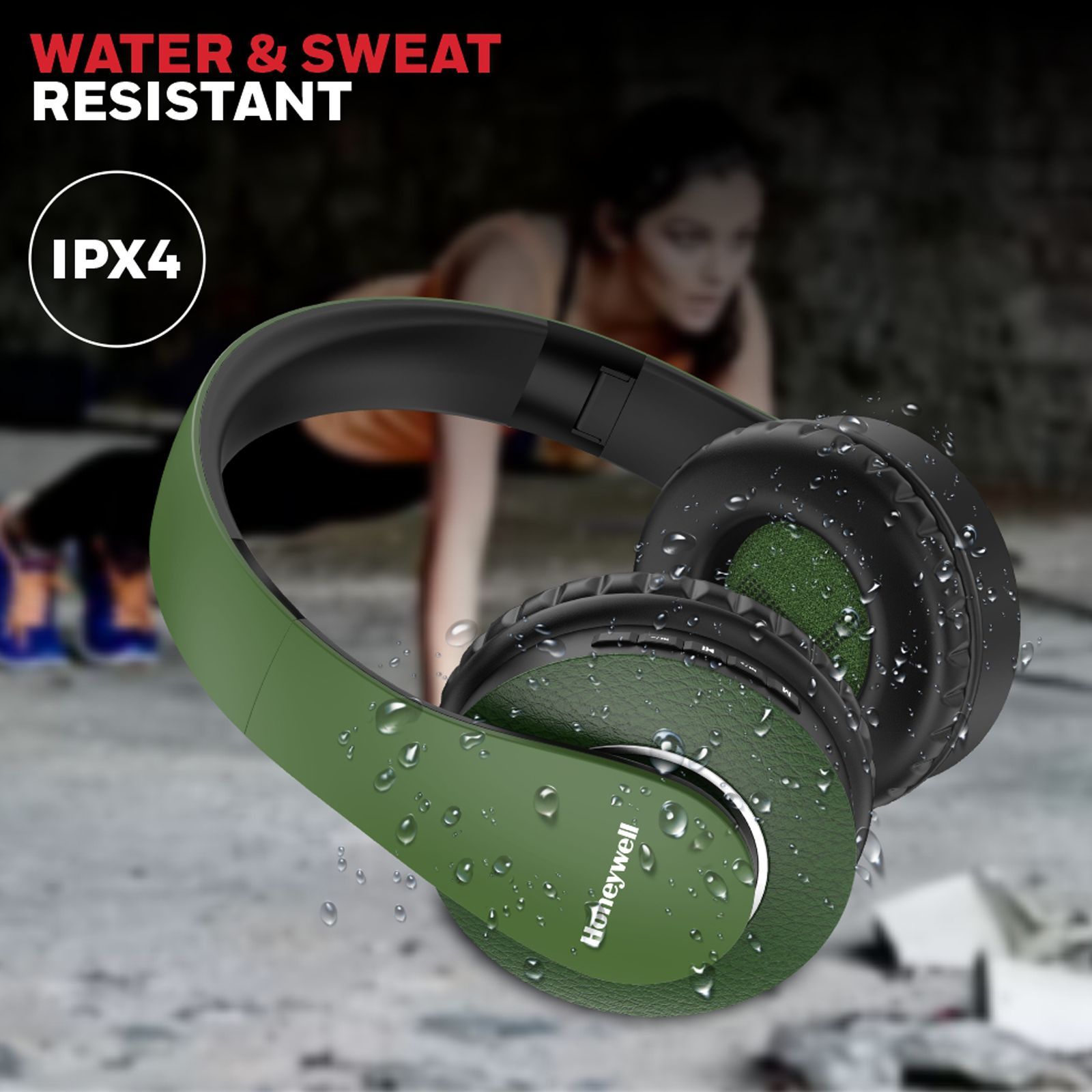 Honeywell Suono P20 Bluetooth Headphone with Mic (Google Assistant Enabled, Over Ear, Olive Green)_5