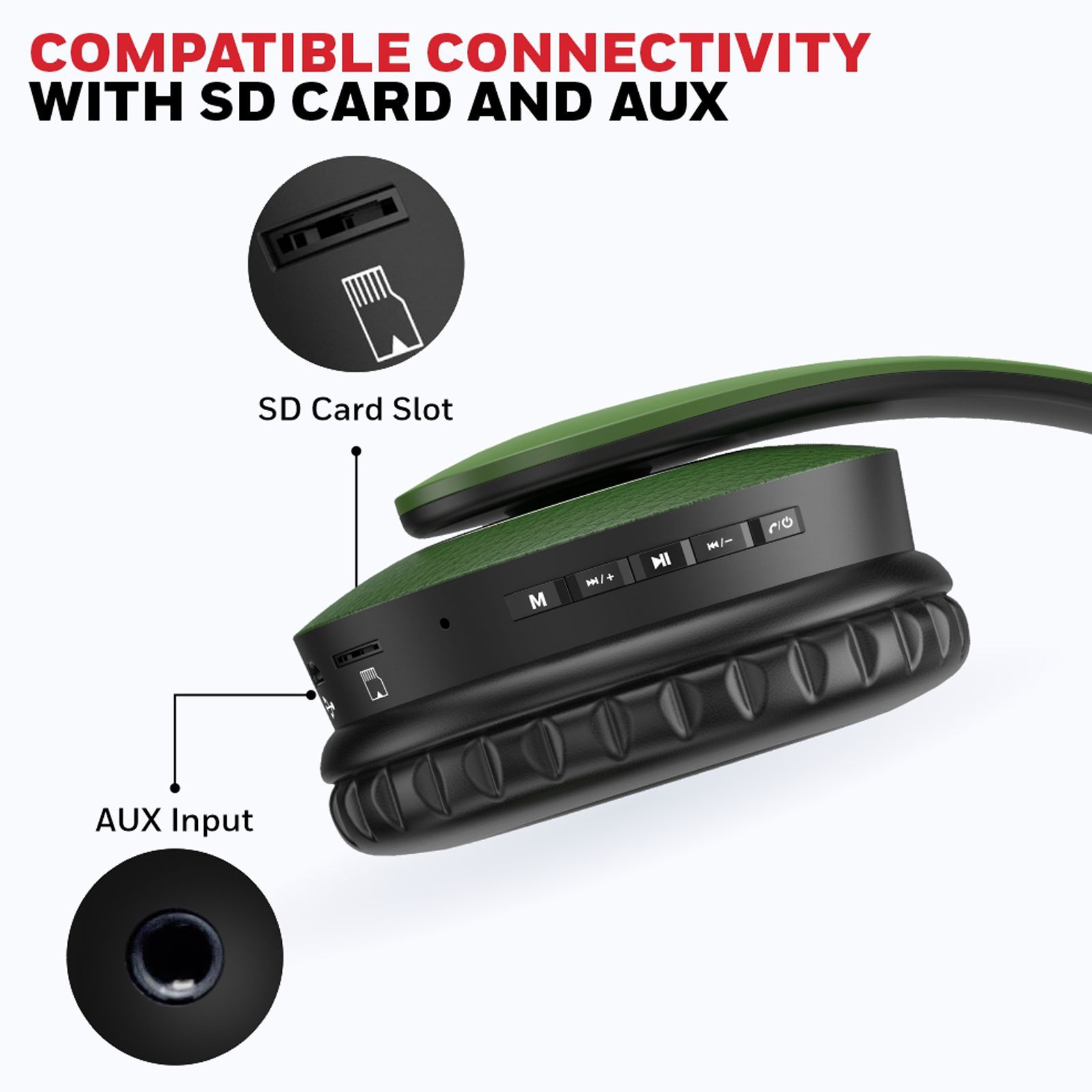 Honeywell Suono P20 Bluetooth Headphone with Mic (Google Assistant Enabled, Over Ear, Olive Green)_6