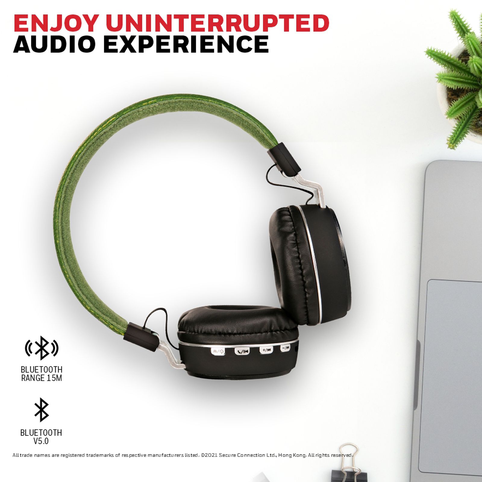 Honeywell Moxie V10 Bluetooth Headphone with Mic (Google Assistant Enabled, Over Ear, Olive Green)_6