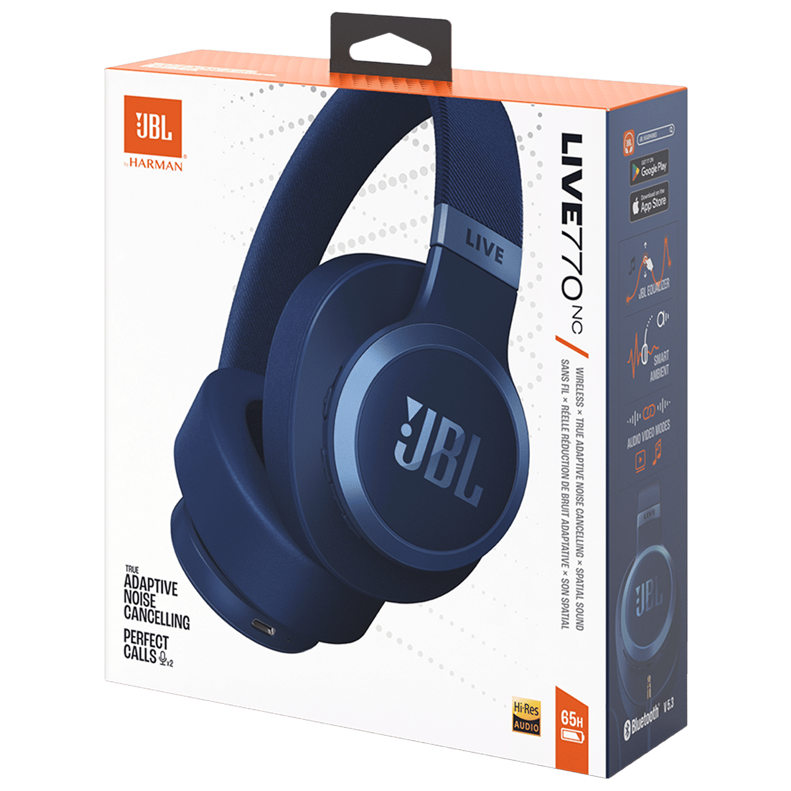 JBL LIVE 770NC Bluetooth Headphone with Mic (Upto 65 Hours Playback, Over Ear, Blue)_7