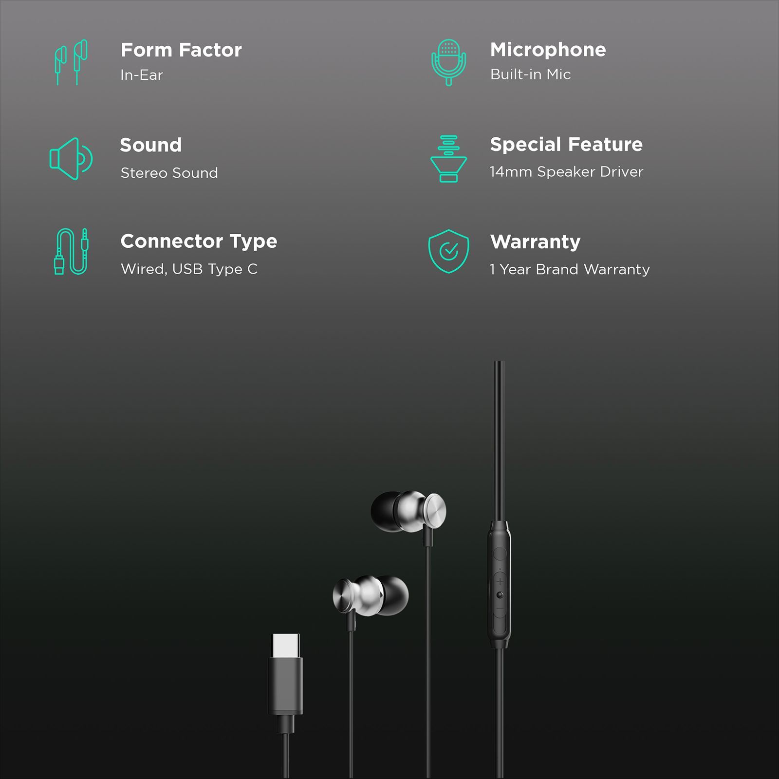 ambrane Beatz T01 Wired Earphone with Mic (In Ear, Black)_2