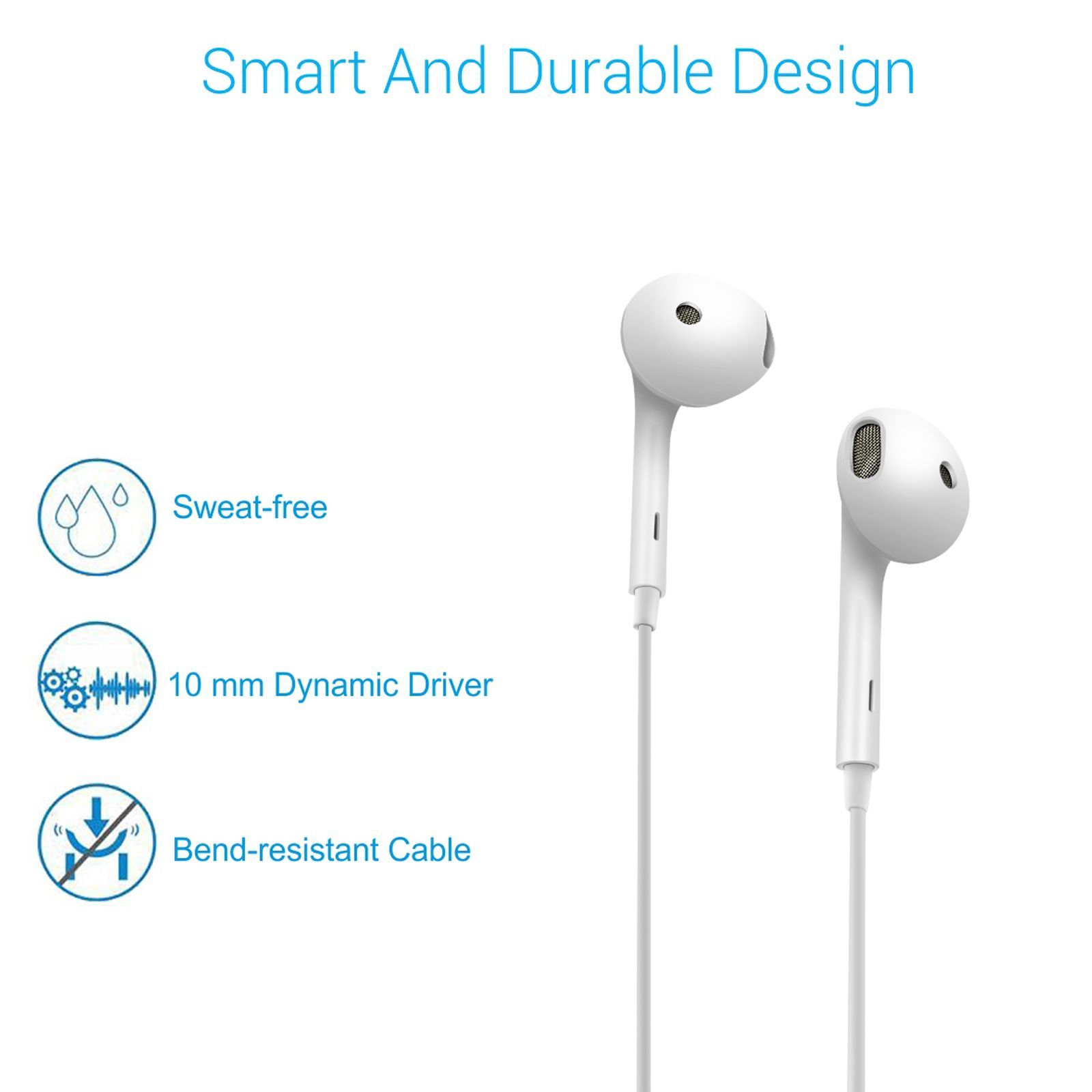 PORTRONICS Conch Beta Wired Earphone with Mic (In Ear, White)_5