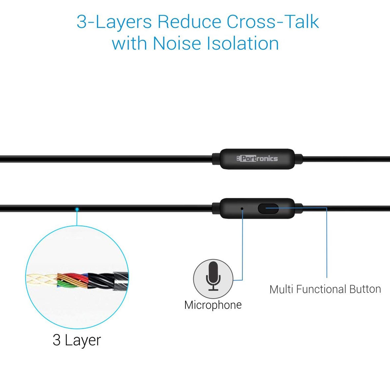 PORTRONICS Conch Beta Wired Earphone with Mic (In Ear, Black) PORTRONICS Conch Beta Wired Earphone with Mic (In Ear, Black)_3