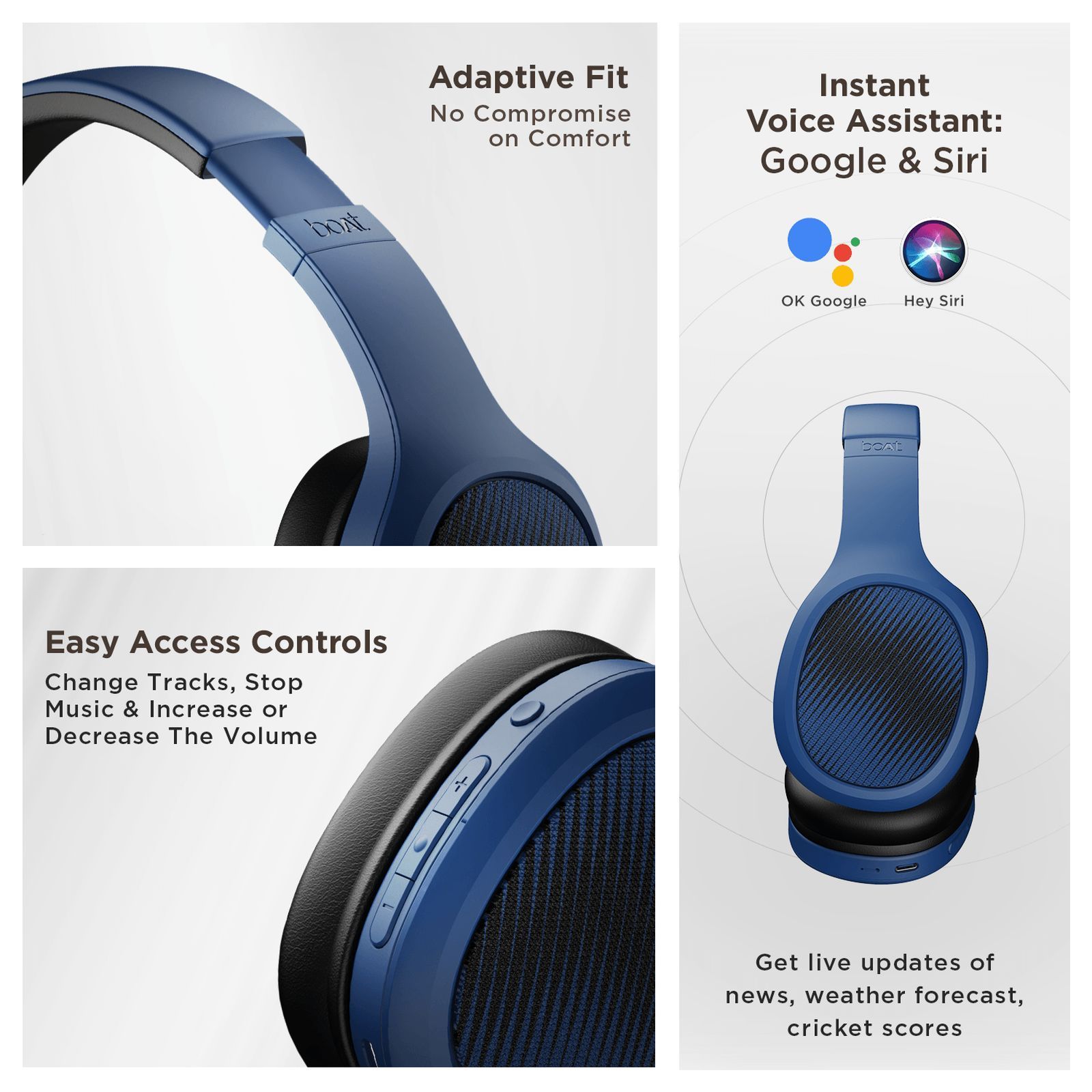 boAt Rockerz 460 Bluetooth Headphone with Mic (Dual Pairing, Over Ear, Bold Blue)_5