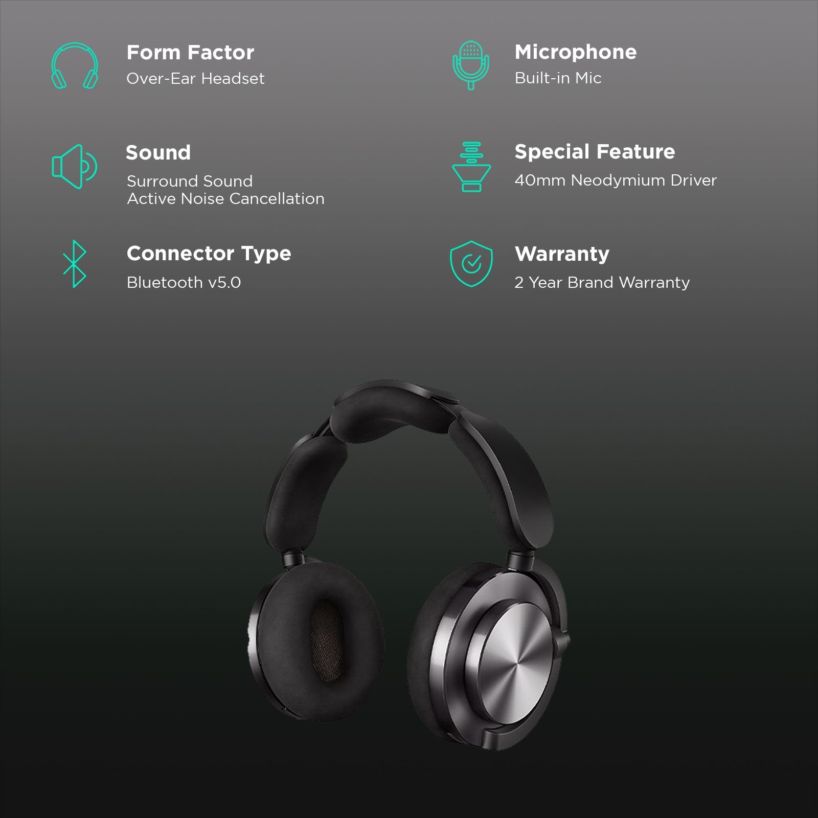 dyson OnTrac Bluetooth Headphone with Mic (Siri Voice Assistant, Over Ear, CNC Black Nickel)_2