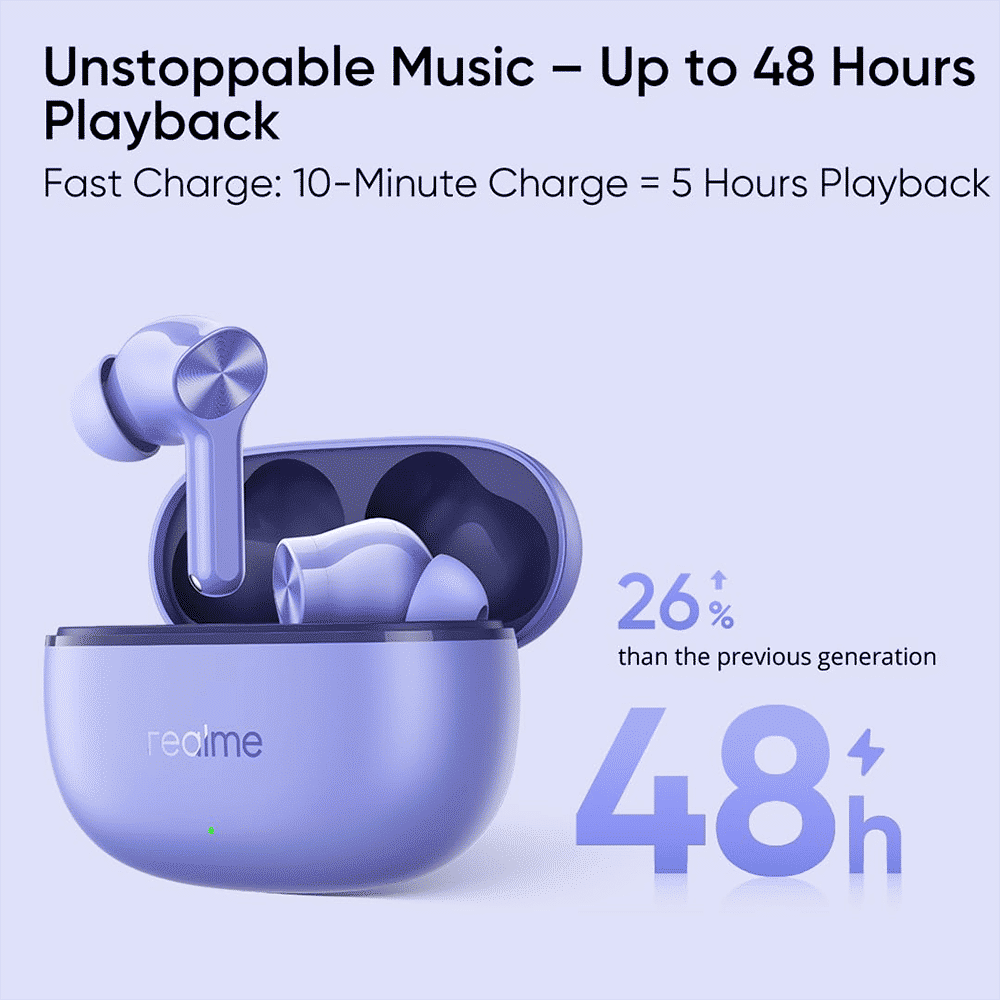 realme Buds T200 Lite TWS Earbuds with Environmental Noise Cancellation (IPX4 Water Resistant, Dual Device Connection, Aurora Purple)_8