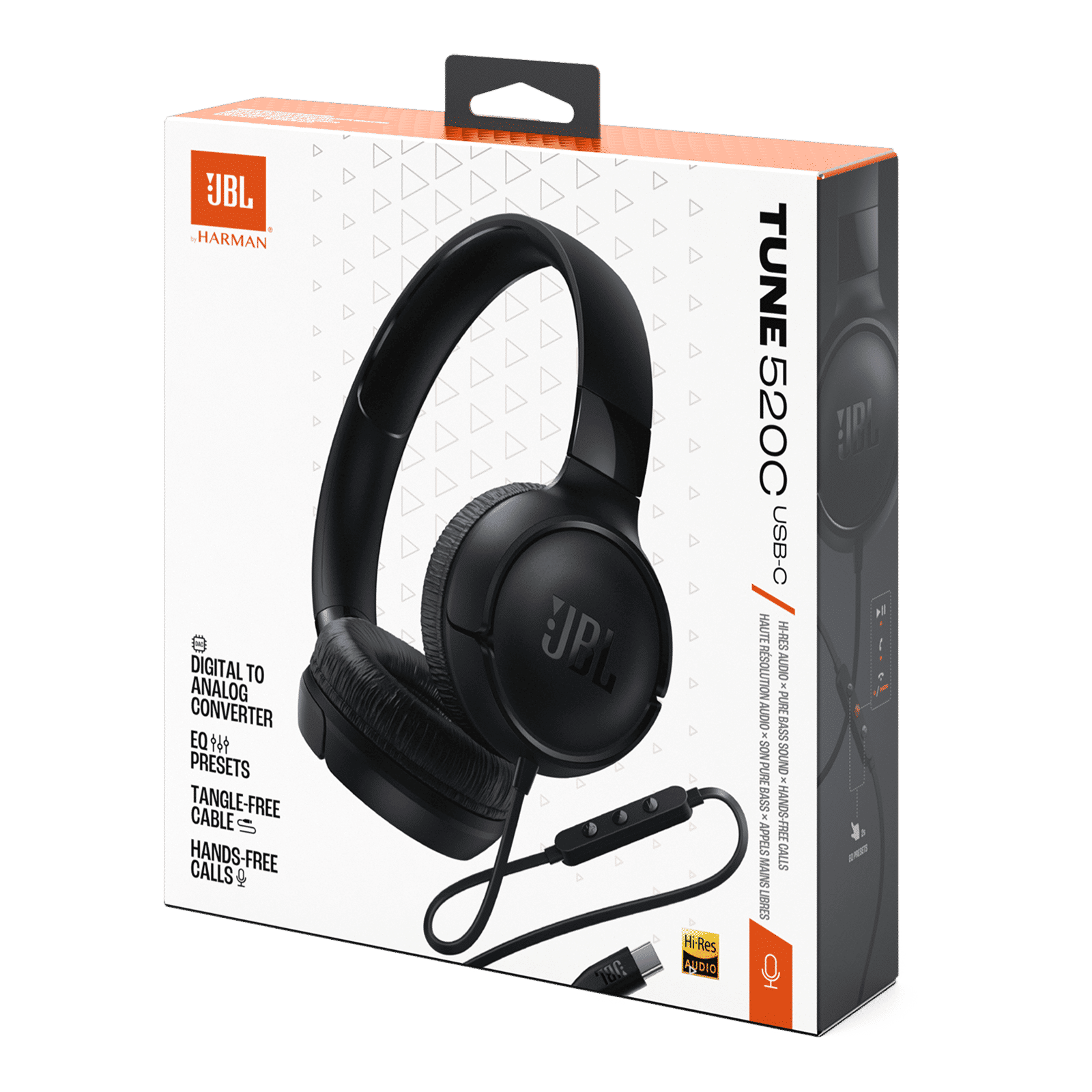 JBL Tune 520C JBLT520CBLK Wired Headphone with Mic (USB Type-C Connector, On Ear, Black)_11