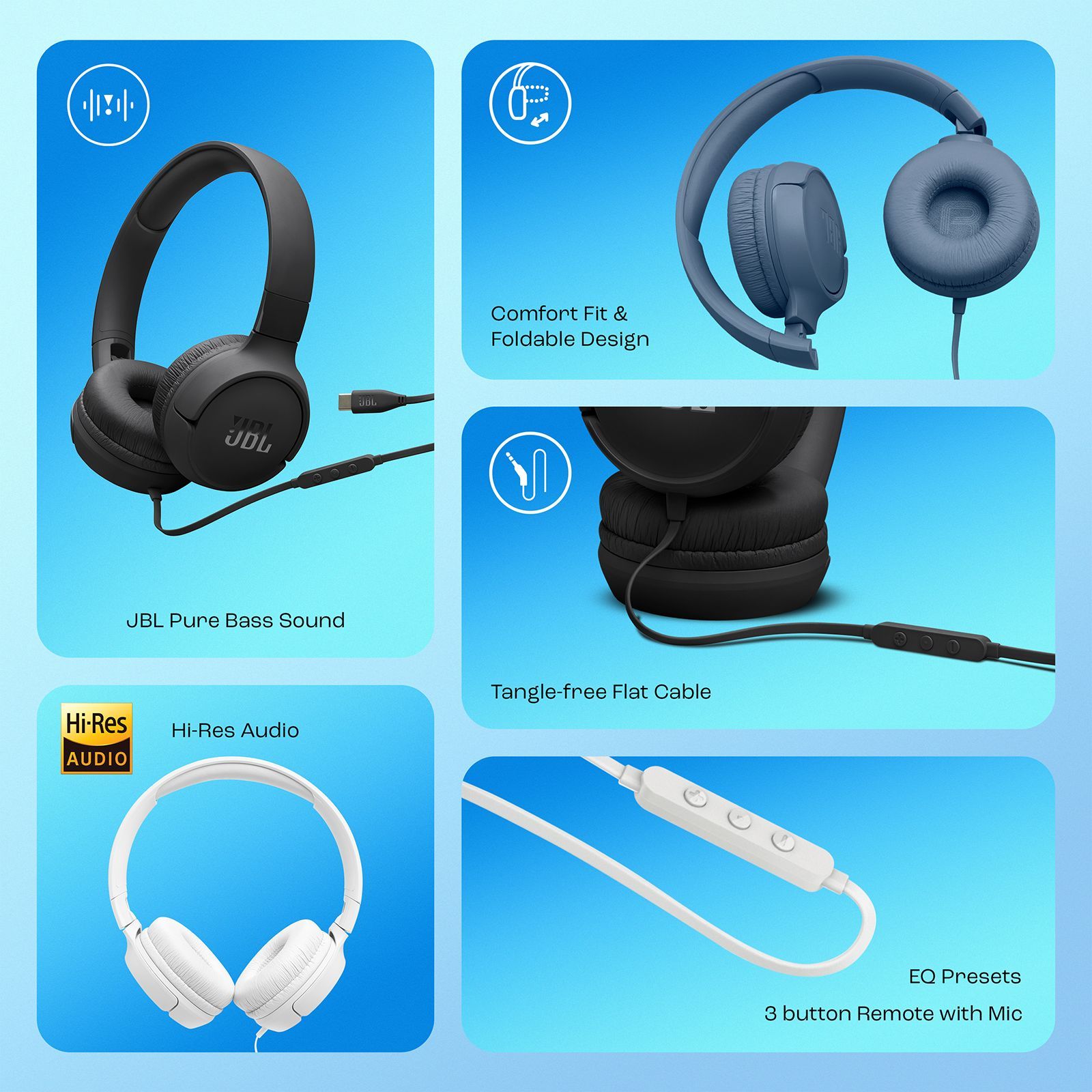 JBL Tune 520C JBLT520CBLK Wired Headphone with Mic (USB Type-C Connector, On Ear, Black)_12