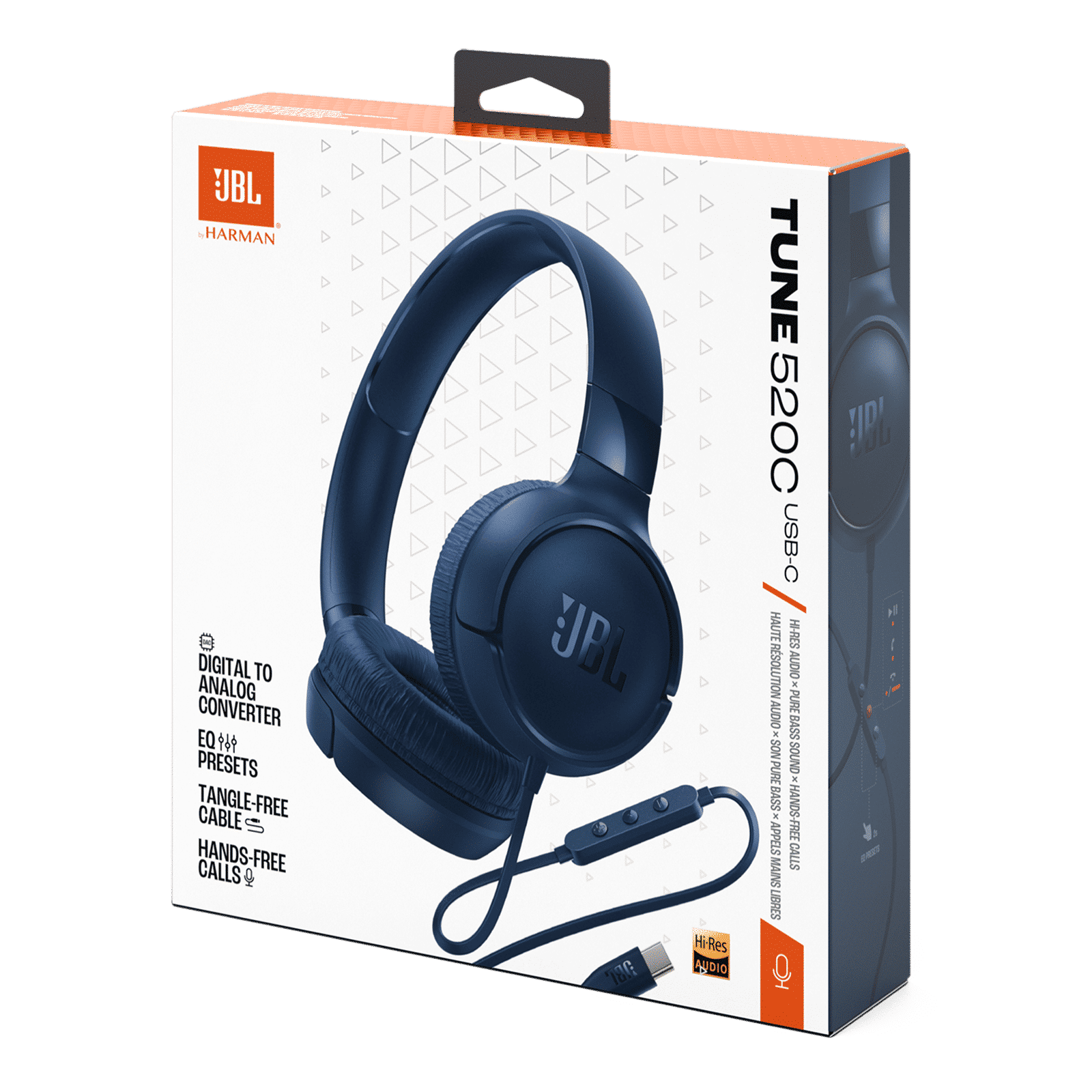 JBL Tune 520C JBLT520CBLU Wired Headphone with Mic (USB Type-C Connector, On Ear, Blue) JBL Tune 520C JBLT520CBLU Wired Headphone with Mic (USB Type-C Connector, On Ear, Blue)_10