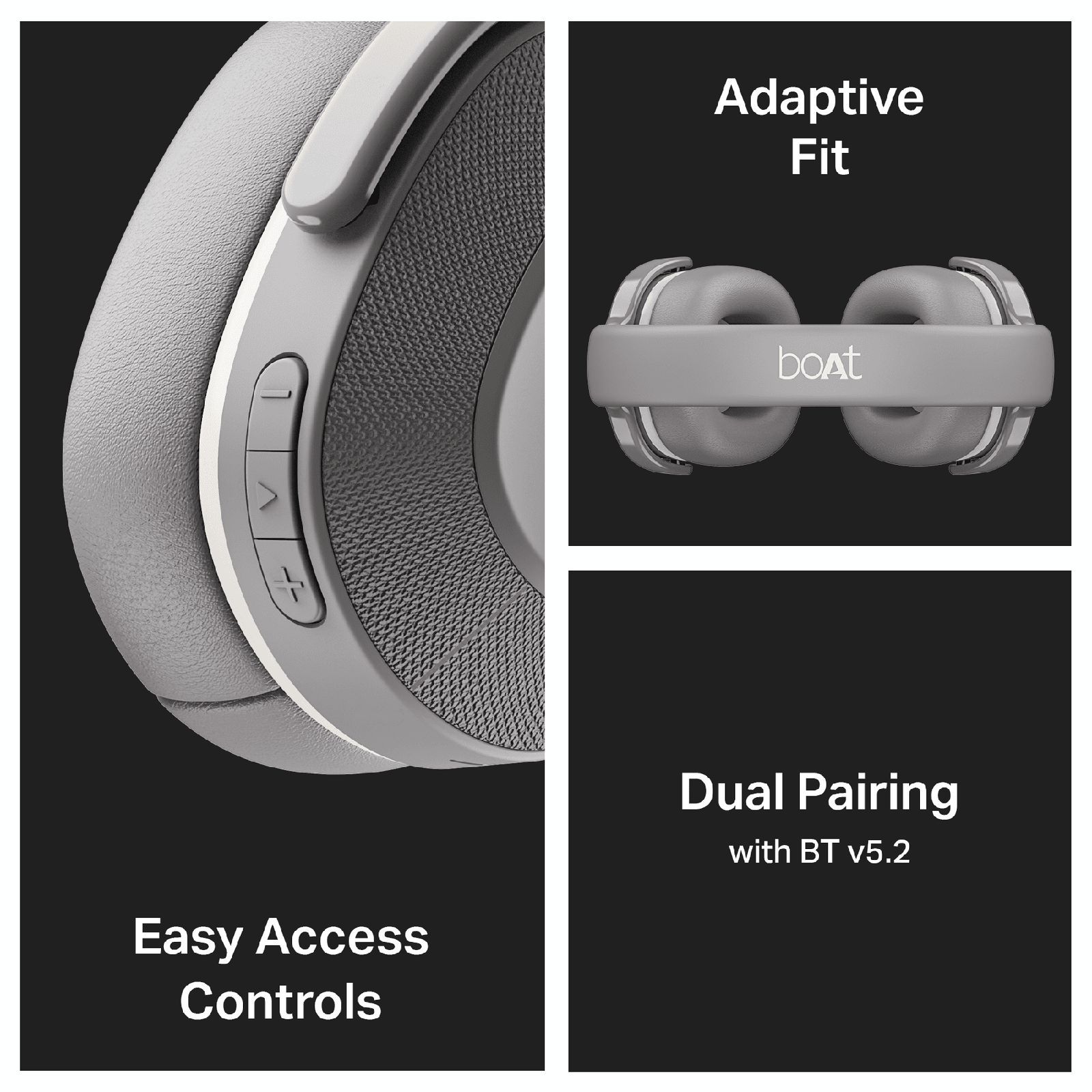 boAt Rockerz 413 Bluetooth Headphone with Mic (60 Hours Playback, Over Ear, Ash Grey)_6