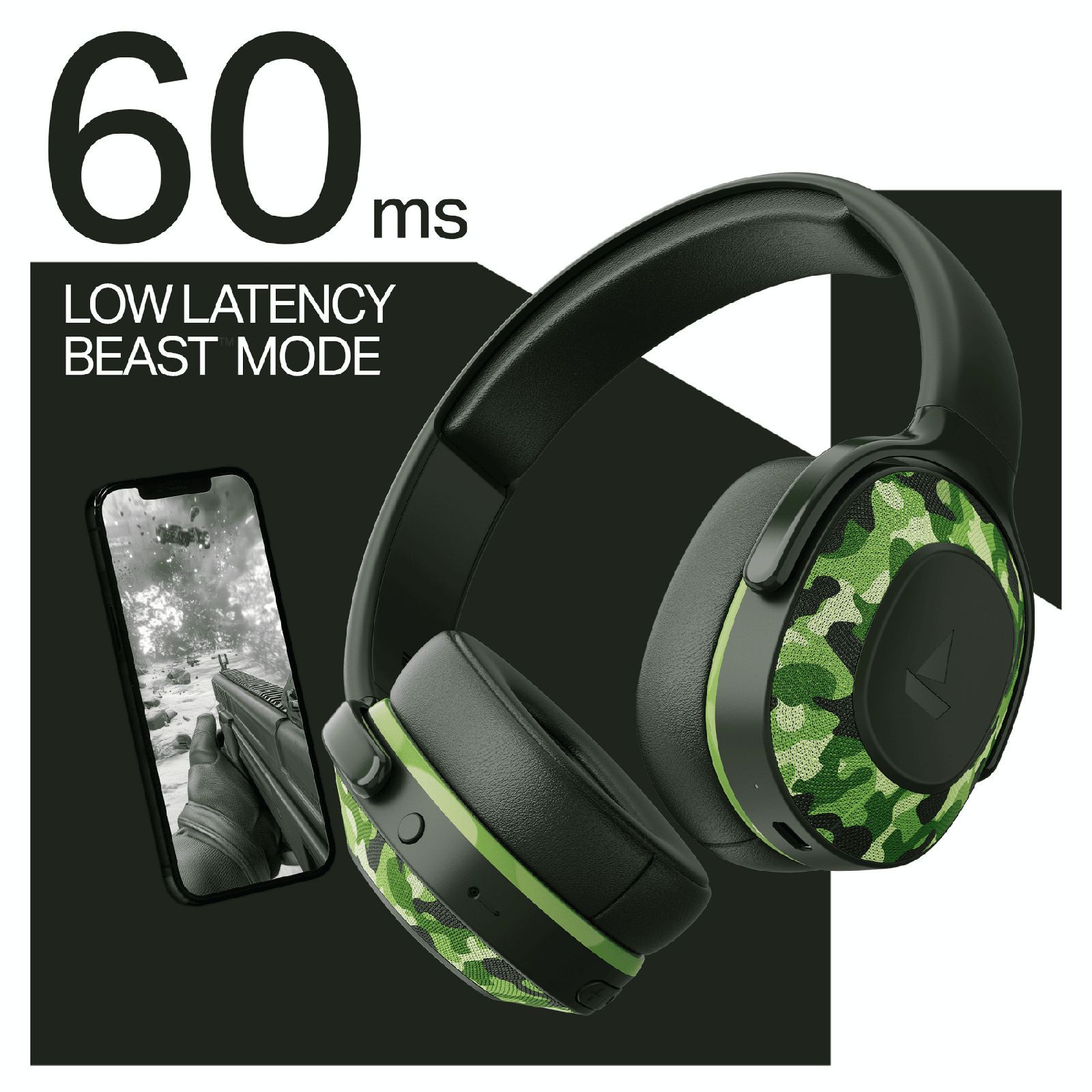 boAt Rockerz 413 Bluetooth Headphone with Mic (60 Hours Playback, Over Ear, Army Green)_2