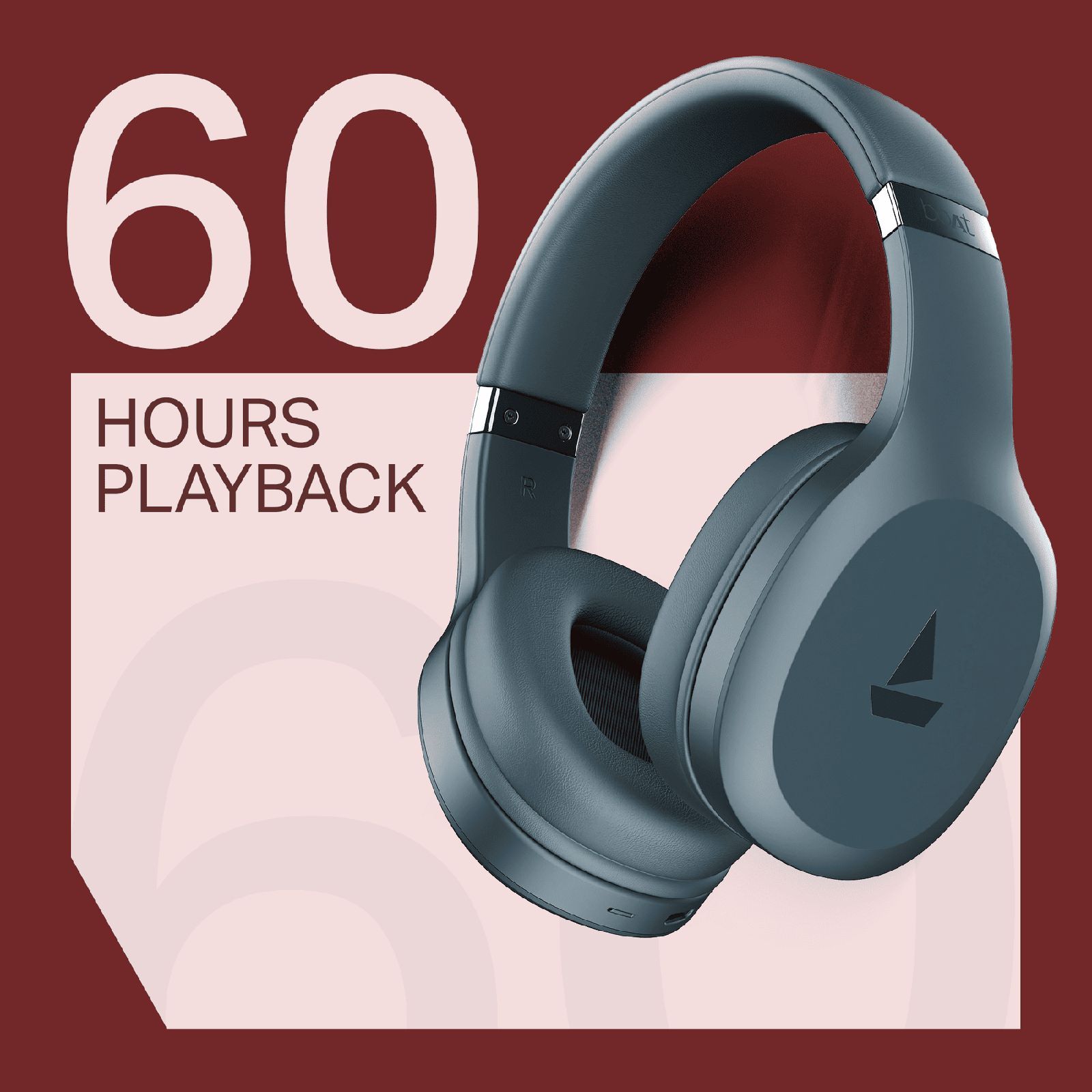 boAt Rockerz 412 Bluetooth Headphone with Mic (60 Hours Playback, Over Ear, Bold Blue)_5