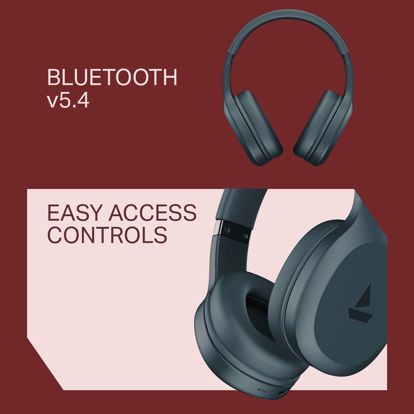 boAt Rockerz 412 Bluetooth Headphone with Mic (60 Hours Playback, Over Ear, Bold Blue)_4