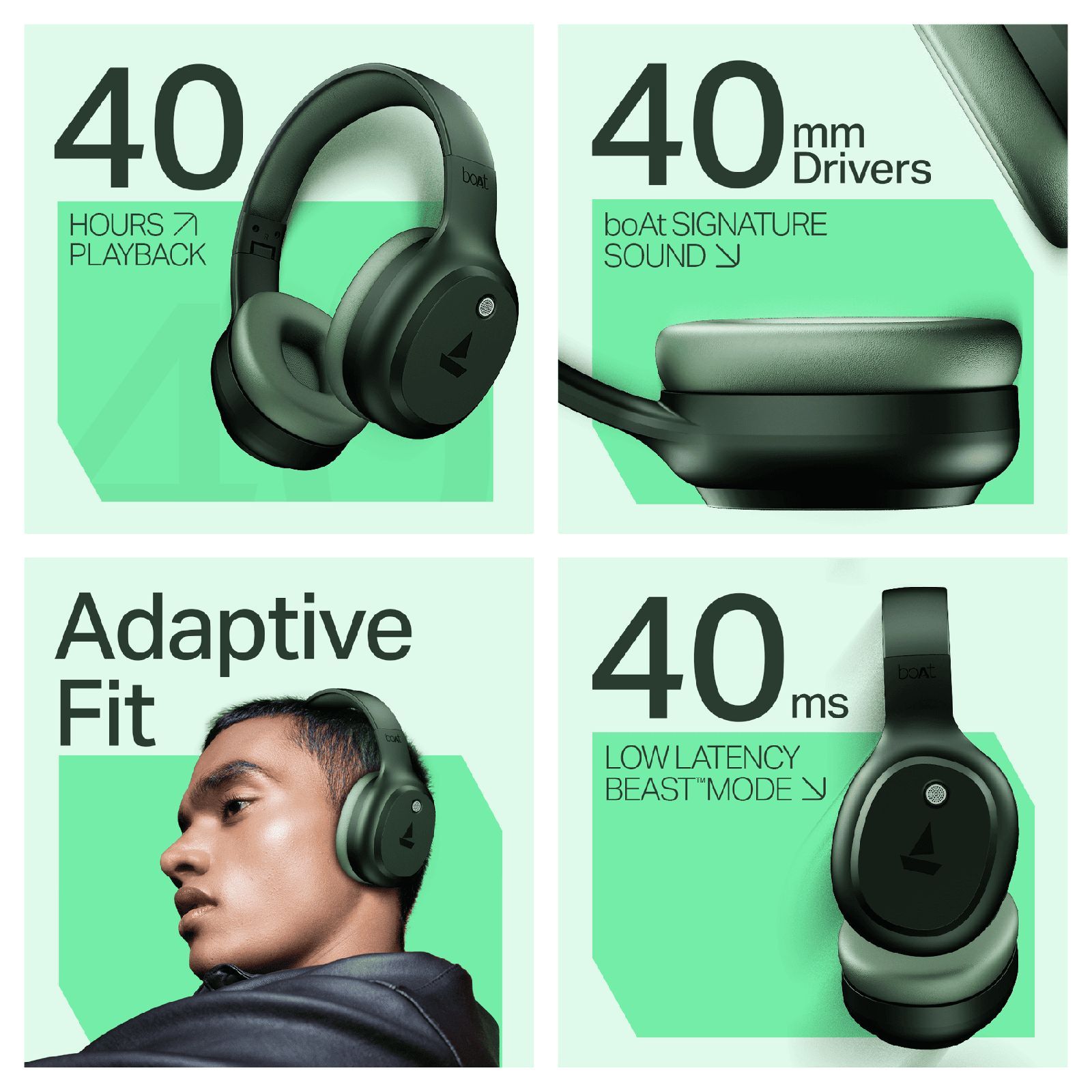 boAt Rockerz 421 Bluetooth Headphone with Mic (60 Hours Playback, Over Ear, Sage Green)_2