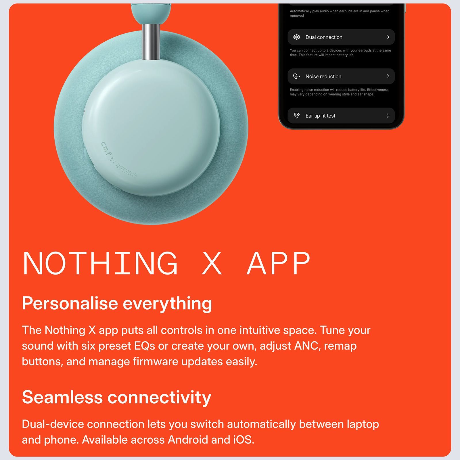 Nothing CMF Headphone Pro A11300011 Bluetooth Headphone with Mic (Hybrid Adaptive Active Noise Cancellation, Over Ear, Light Green_11