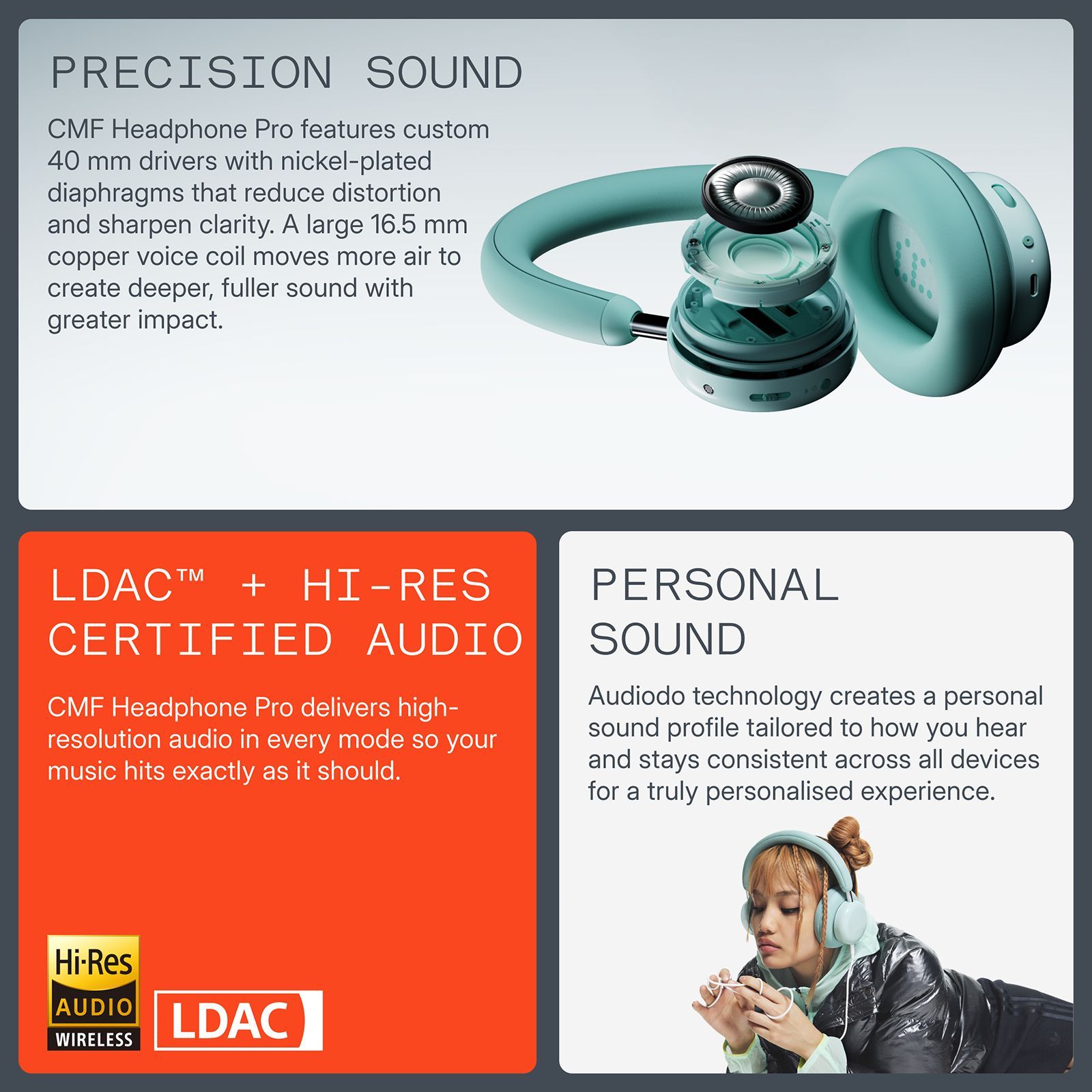 Nothing CMF Headphone Pro A11300011 Bluetooth Headphone with Mic (Hybrid Adaptive Active Noise Cancellation, Over Ear, Light Green_6