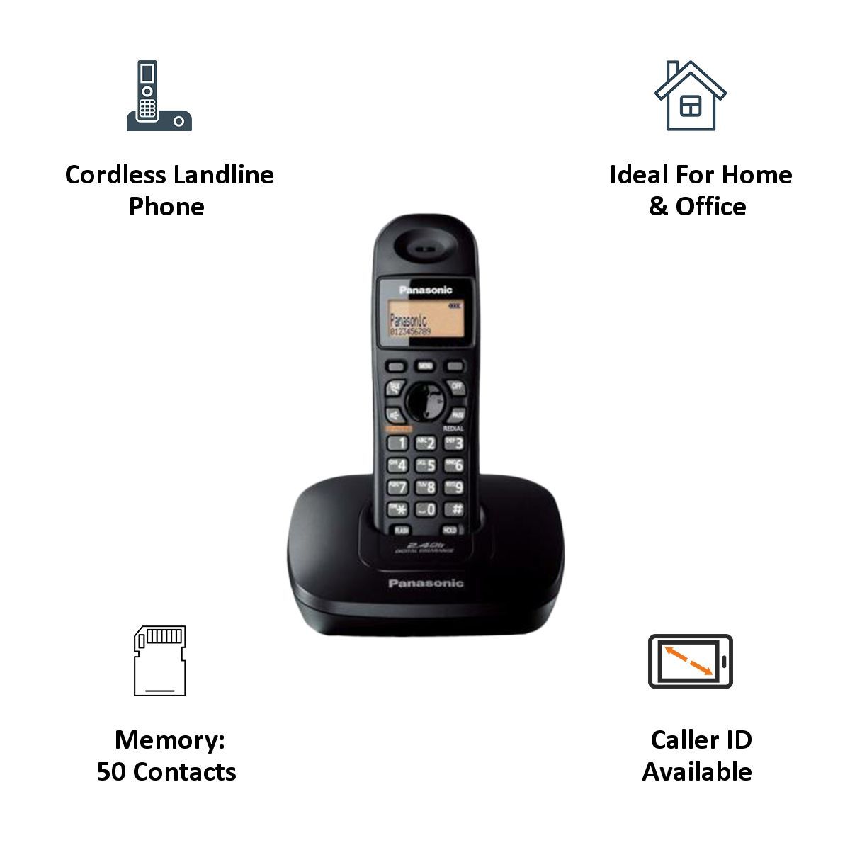 Panasonic Cordless Landline Phone (3611BX/SX, Black)_5
