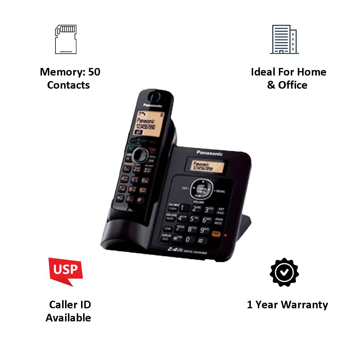 Panasonic Cordless Phone (KX-TG3811, Black)_3