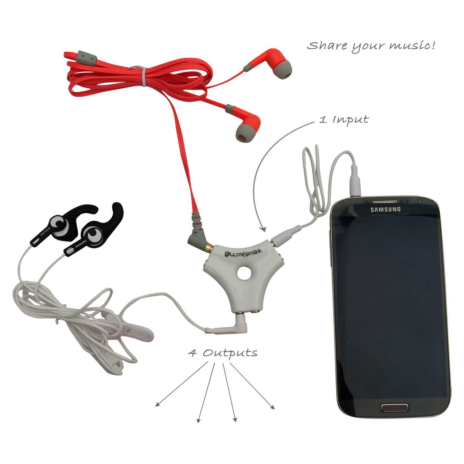 ultraprolink 3.5mm Aux to 3.5mm Aux Splitter (Inbuilt Smart Circuitry, White)_6