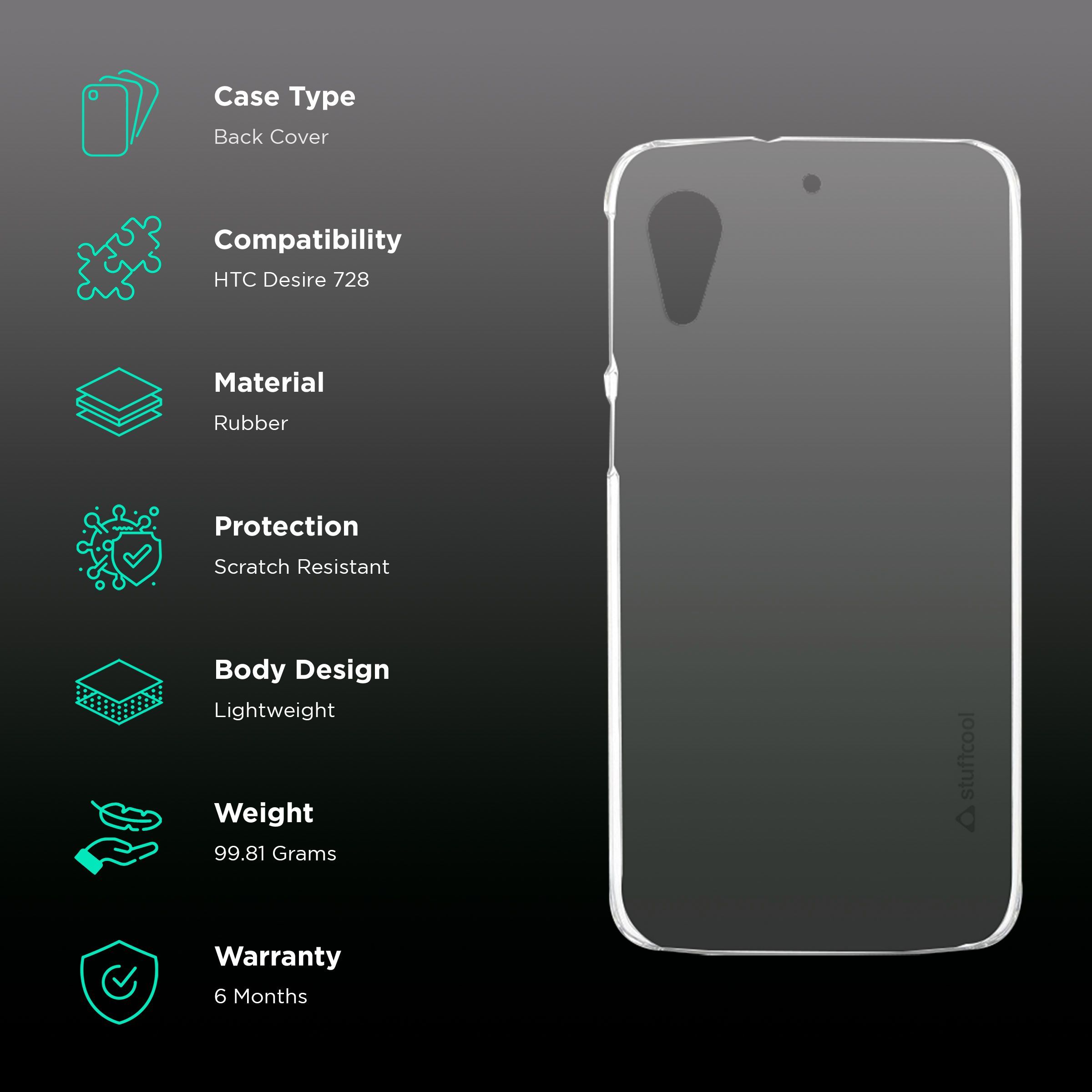 stuffcool Pure Soft Silicone Rubber Back Cover for HTC Desire 728 (Enhanced Grip, Transparent)_2