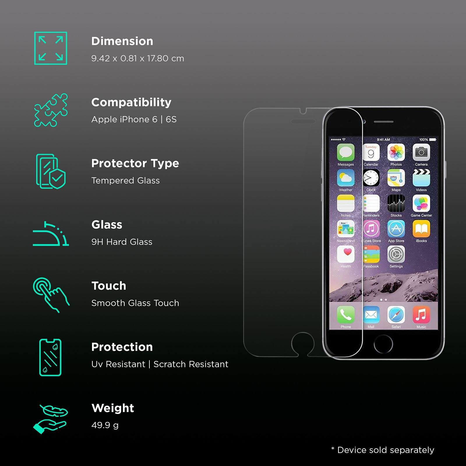 Brilyant Catz Tempered Glass Screen Protector for Apple iPhone 6 and 6S (Ultra Transparent Visibility)_3