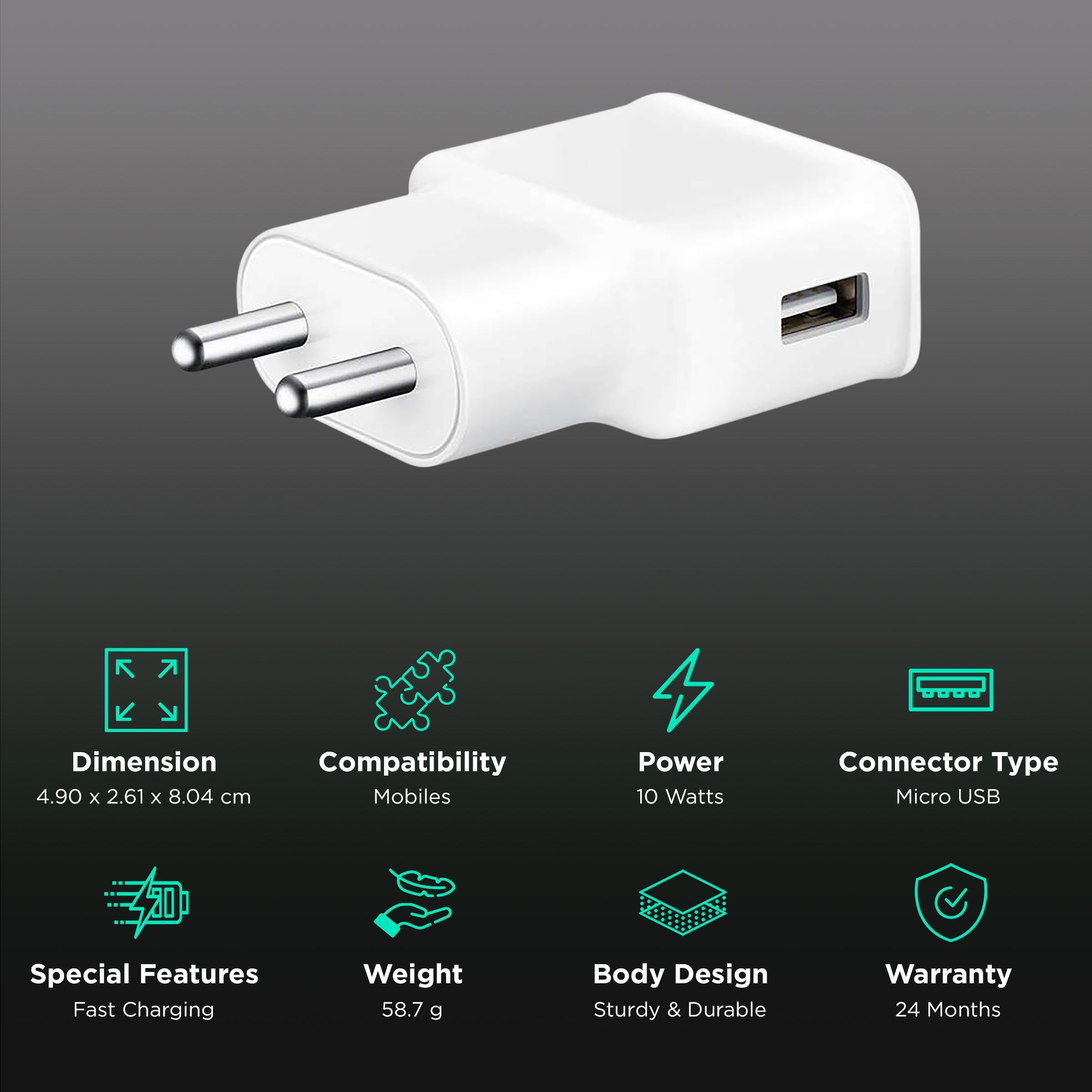 SAMSUNG 10W Type A Wall Charger (Type A to Micro USB Cable, Universal Voltage, White)_2