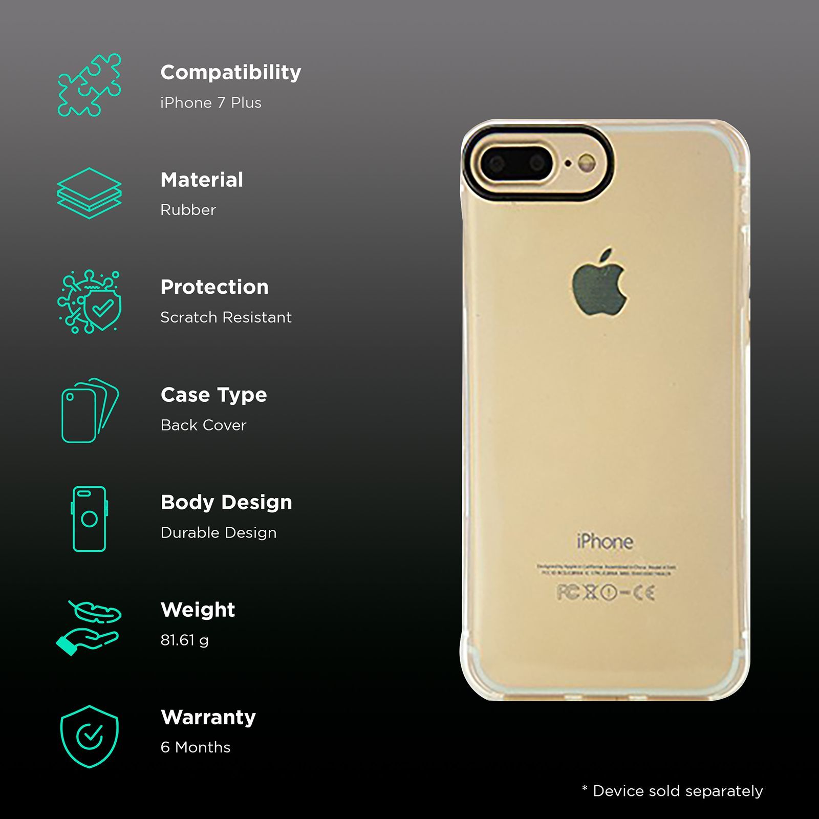 stuffcool Arc Silicone Back Cover for Apple iPhone 7 Plus (Anti Slip Feature, Transparent)_2