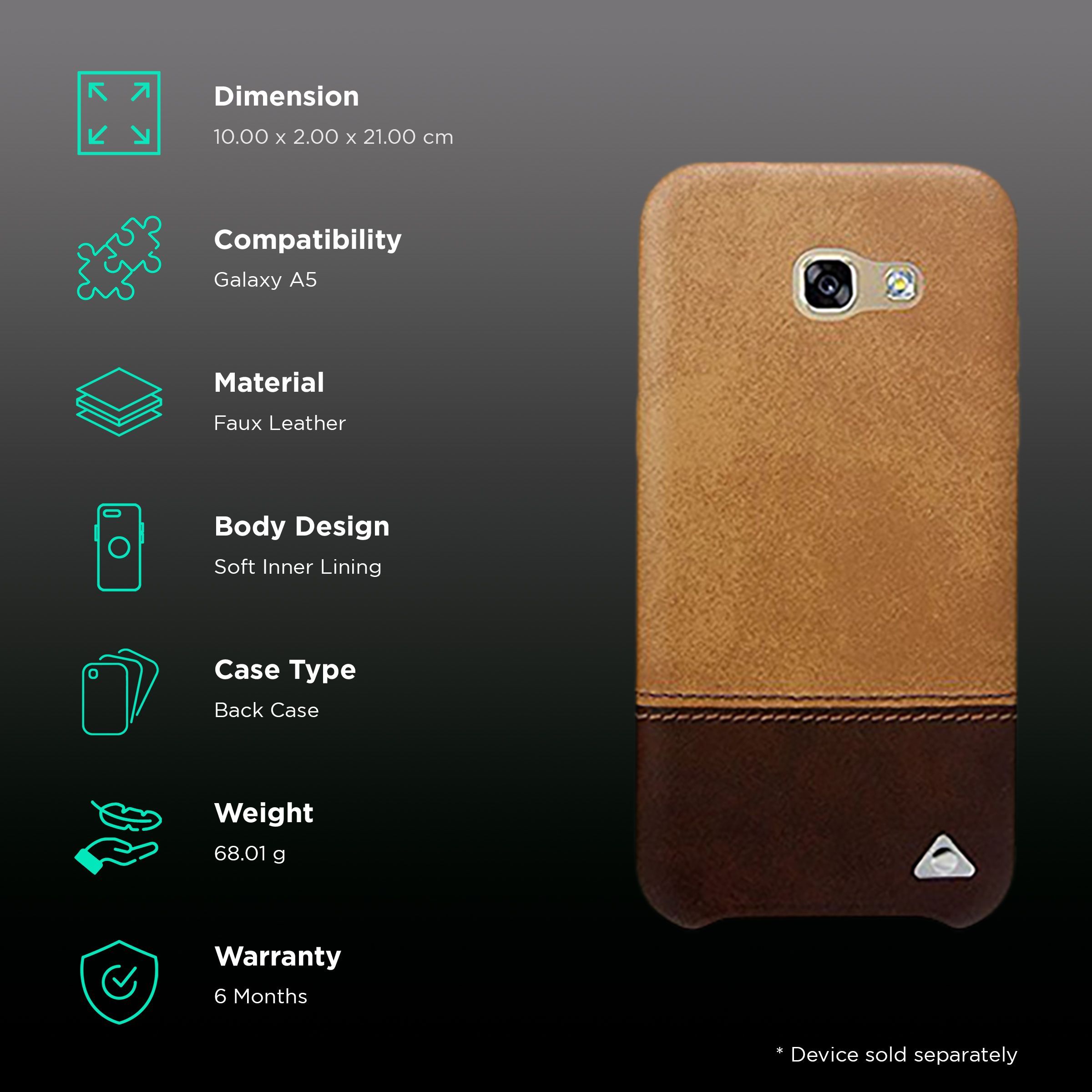 stuffcool Vogue Hard Faux Leather Back Cover for SAMSUNG Galaxy A5 (Soft Inner Lining, Dark Brown & Light Brown)_2