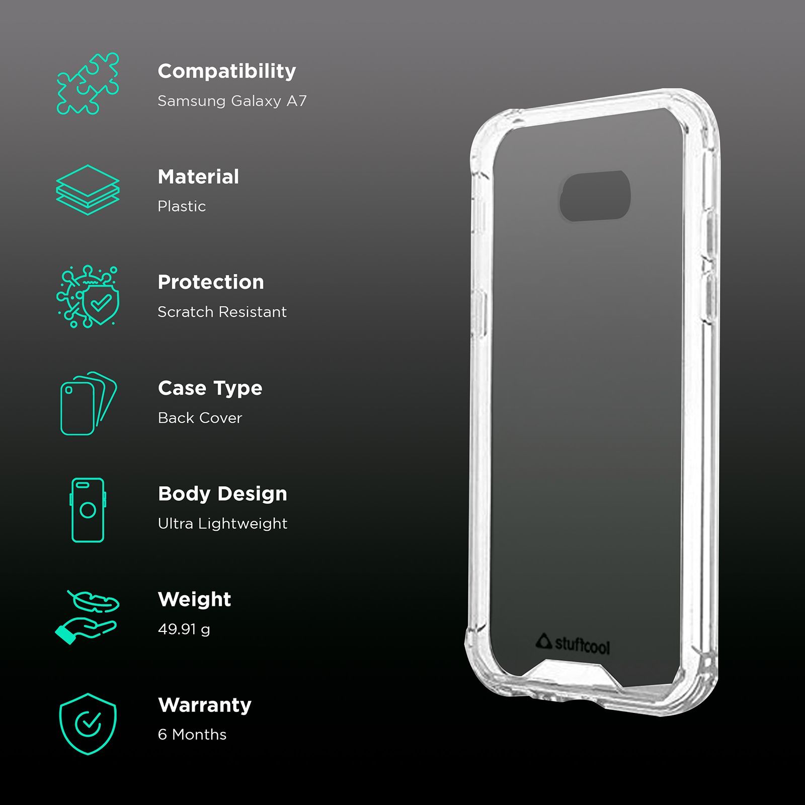 stuffcool Aero Plastic Back Cover for Samsung Galaxy A7 (Ultra Light Weight Design, Transparent)_2