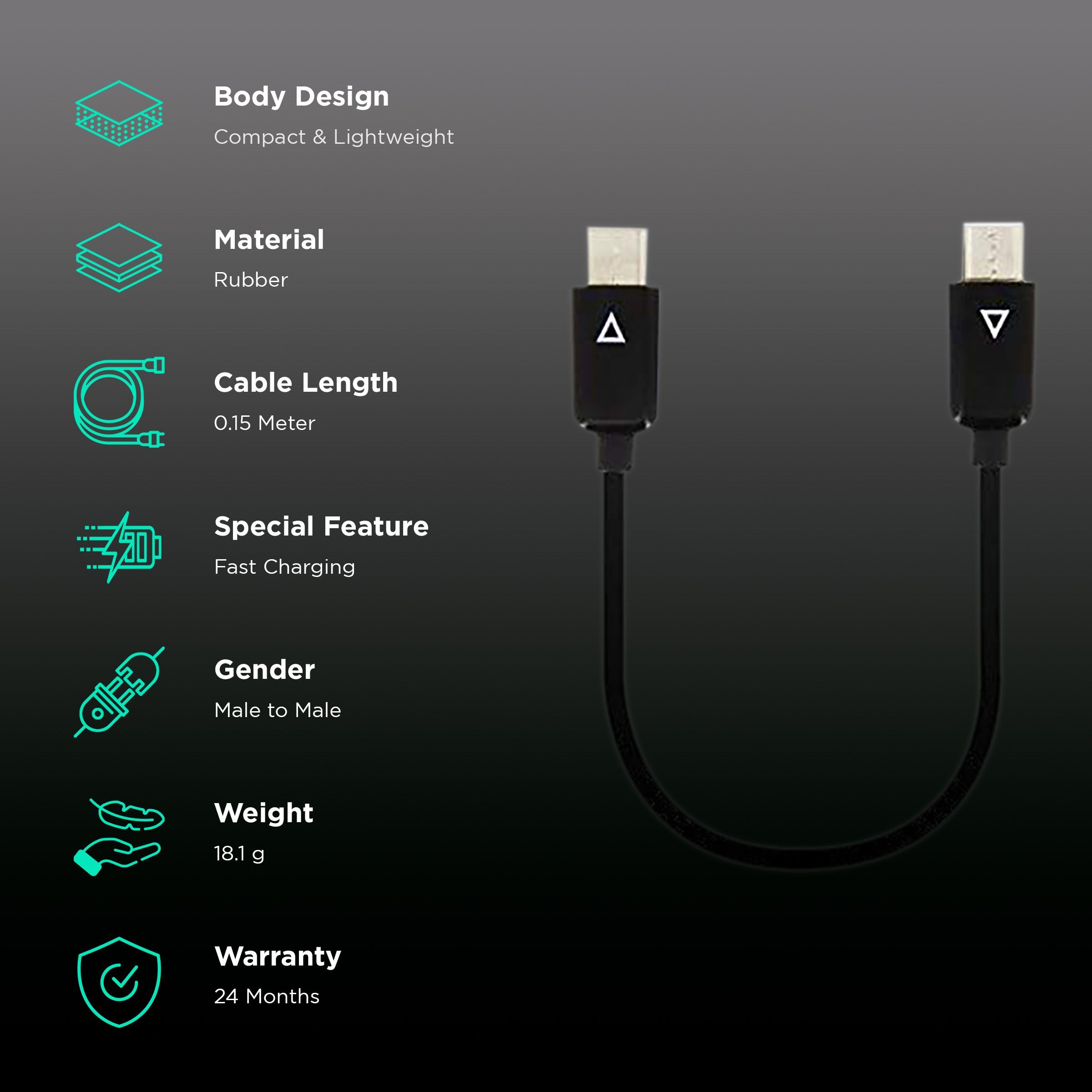 Energizer Micro USB to Micro USB 0.4 Feet (0.15M) Cable (Compact & Lightweight, Black)_2