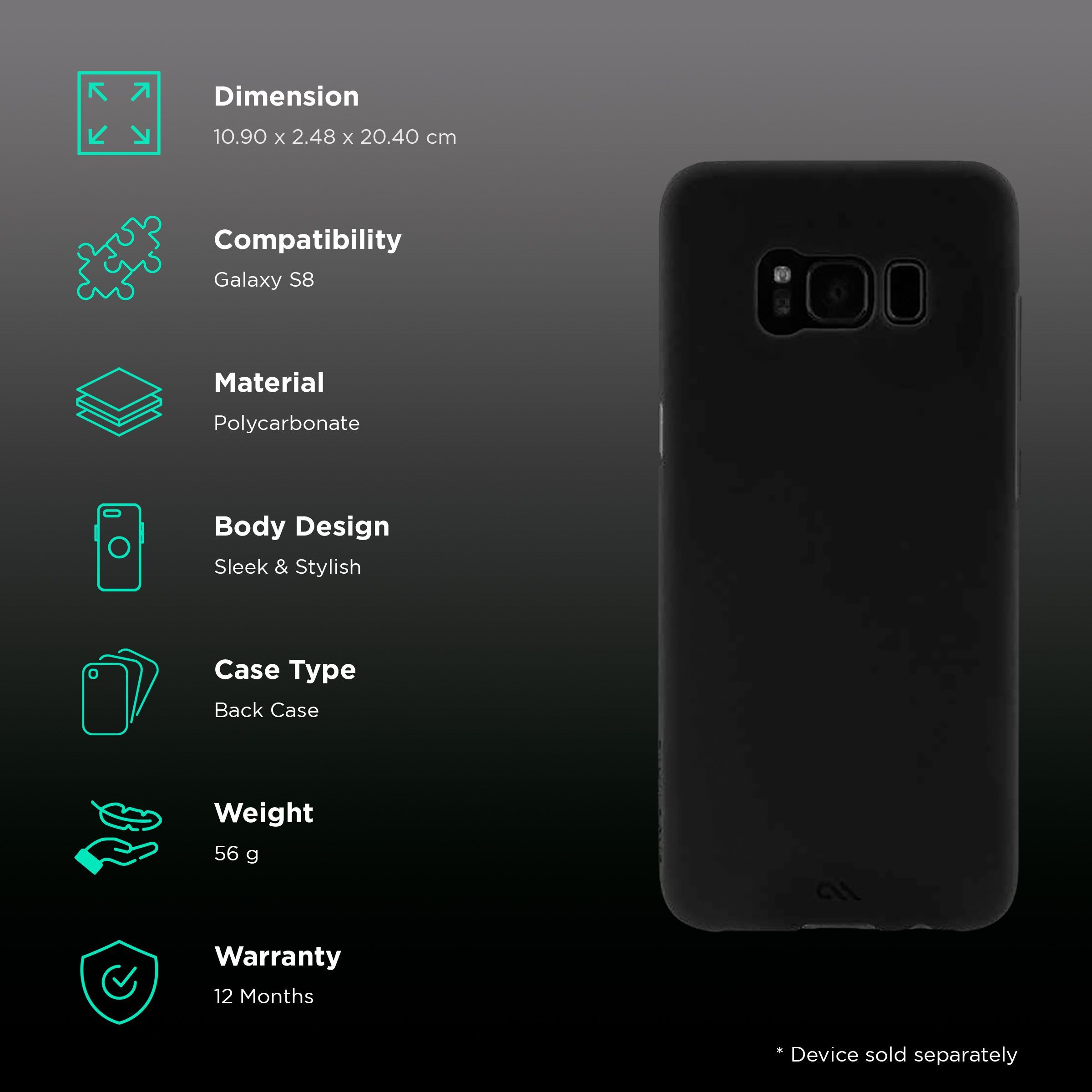 Case-Mate Polycarbonate Back Cover for SAMSUNG Galaxy S8 (Anti Scratch Technology, Black)_2