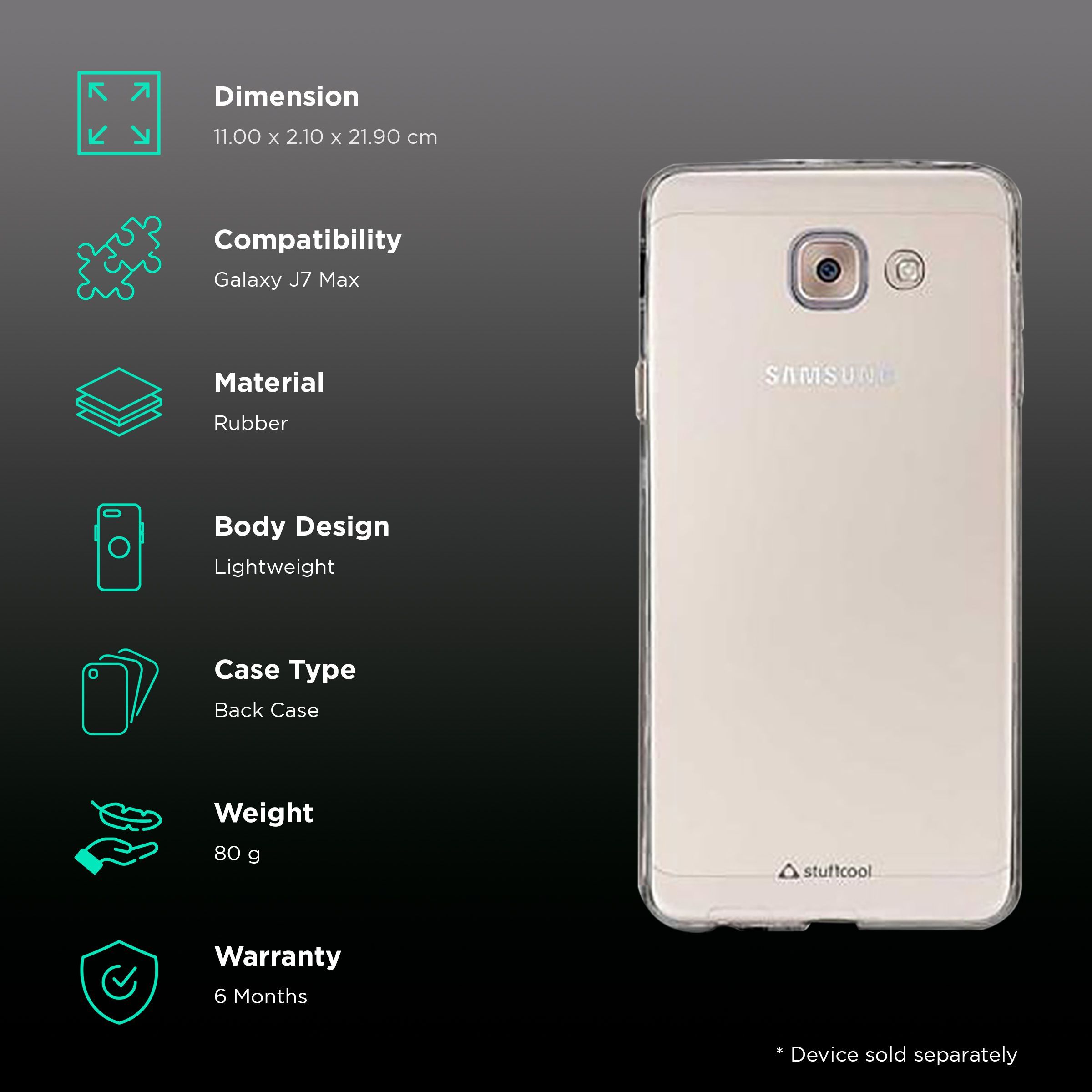 stuffcool Soft Rubber Back Cover for SAMSUNG Galaxy J7 Max (Anti Slip Grip, Clear)_2