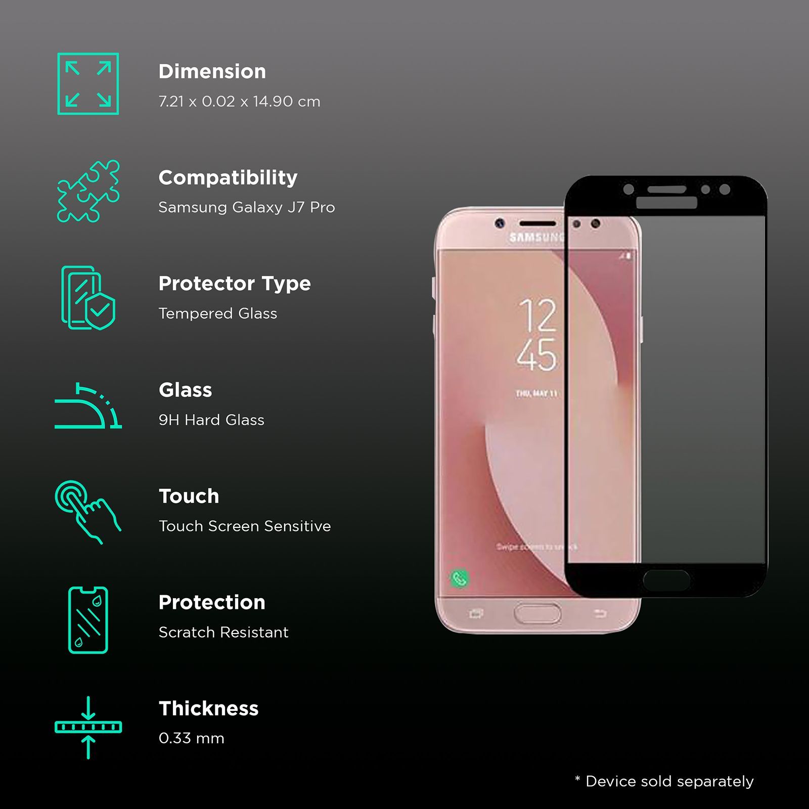 stuffcool Mighty 2.5D Tempered Glass for SAMSUNG Galaxy J7 Pro (Scratch Resistant)_3