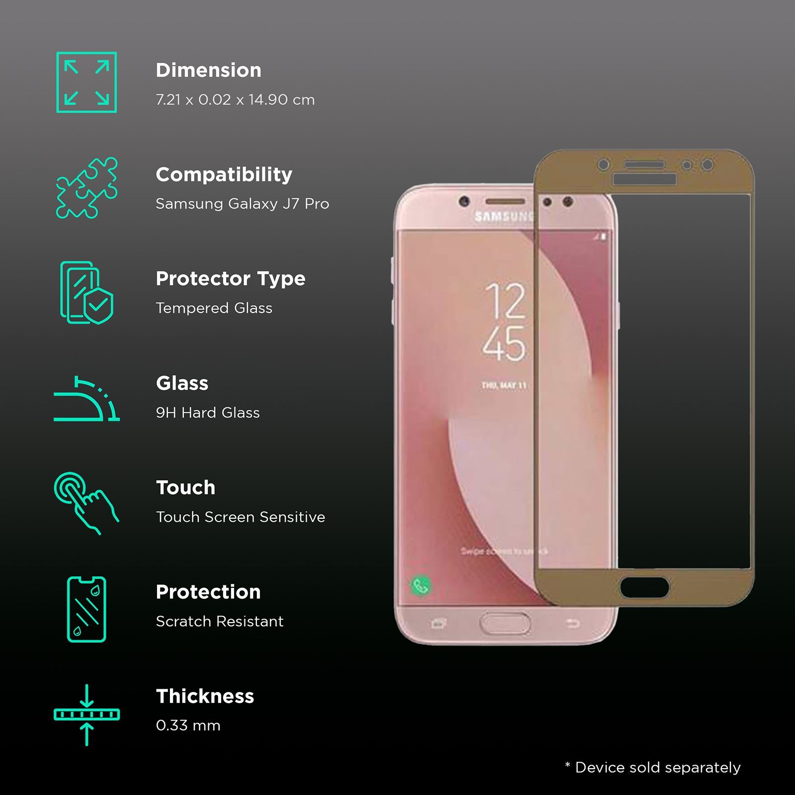 stuffcool Mighty 2.5D Tempered Glass for SAMSUNG Galaxy J7 Pro (Scratch Resistant)_3