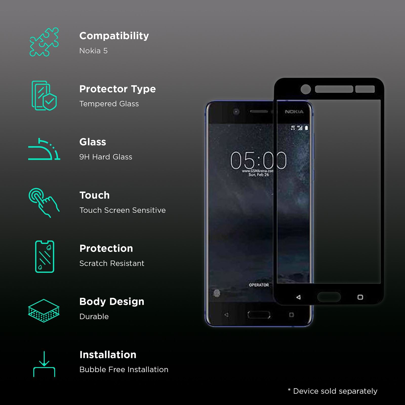 stuffcool Mighty 2.5D Tempered Glass for Nokia 5 (9H Hardness) stuffcool Mighty 2.5D Tempered Glass for Nokia 5 (9H Hardness)_3