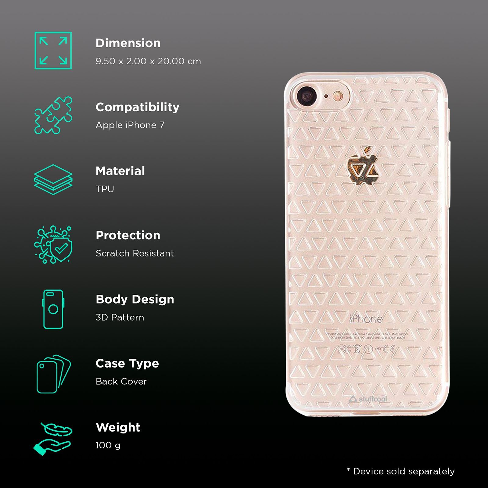 stuffcool Angle Soft TPU Back Cover for Apple iPhone 7, 8 (Unique 3D Design, Transparent)_2