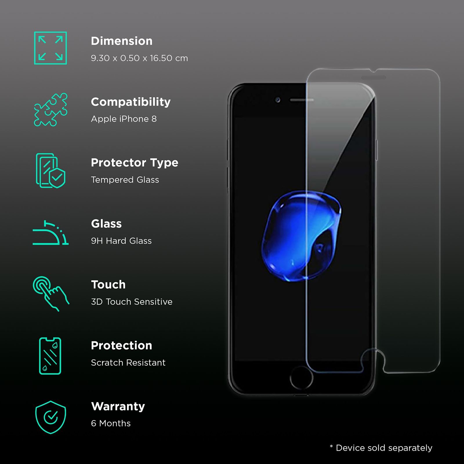 Brilyant Catz Tempered Glass Screen Protector for Apple iPhone 8 (Ultra Transparent Visibility)_3