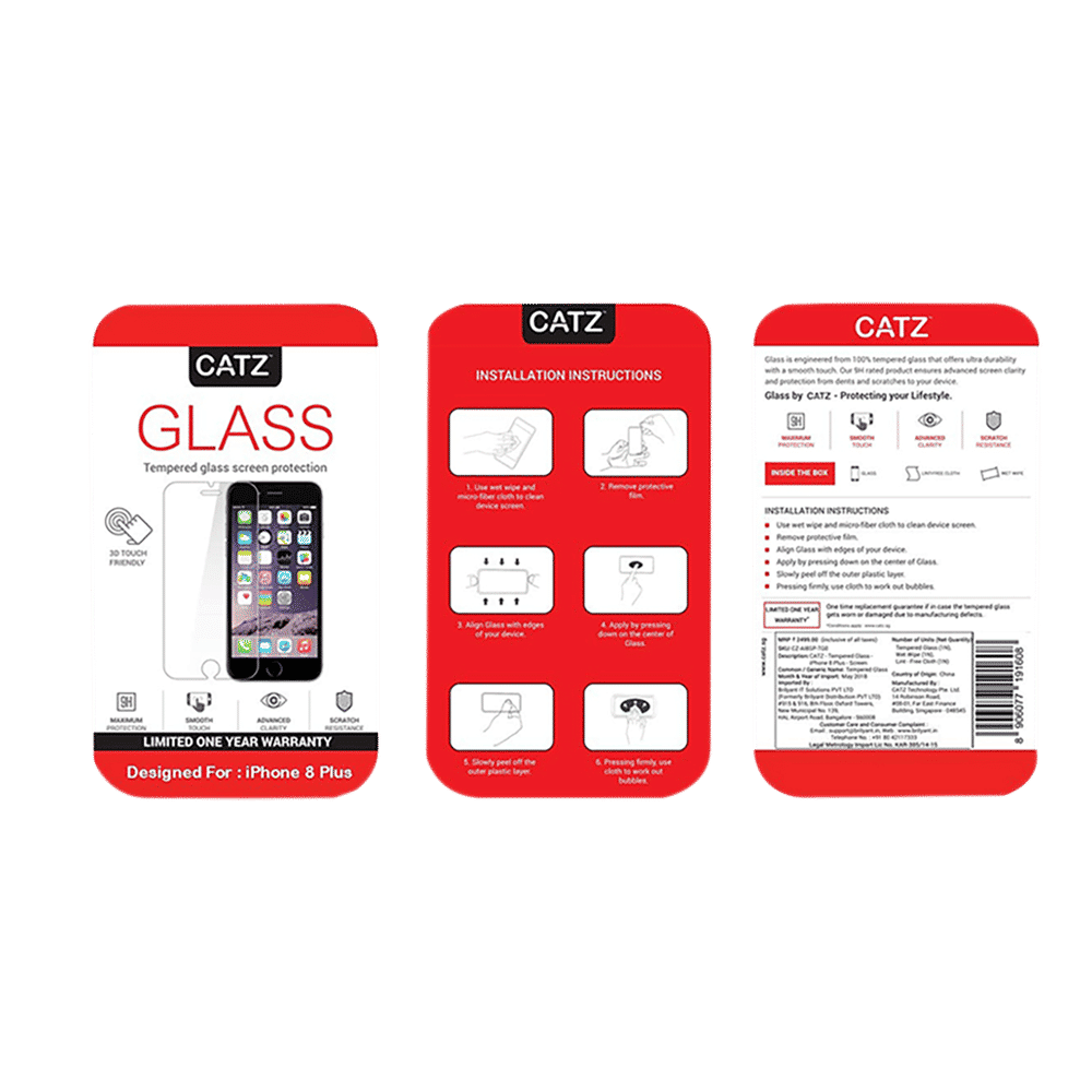 Catz Tempered Glass for Apple iPhone 8 Plus (9H Hardness)_2